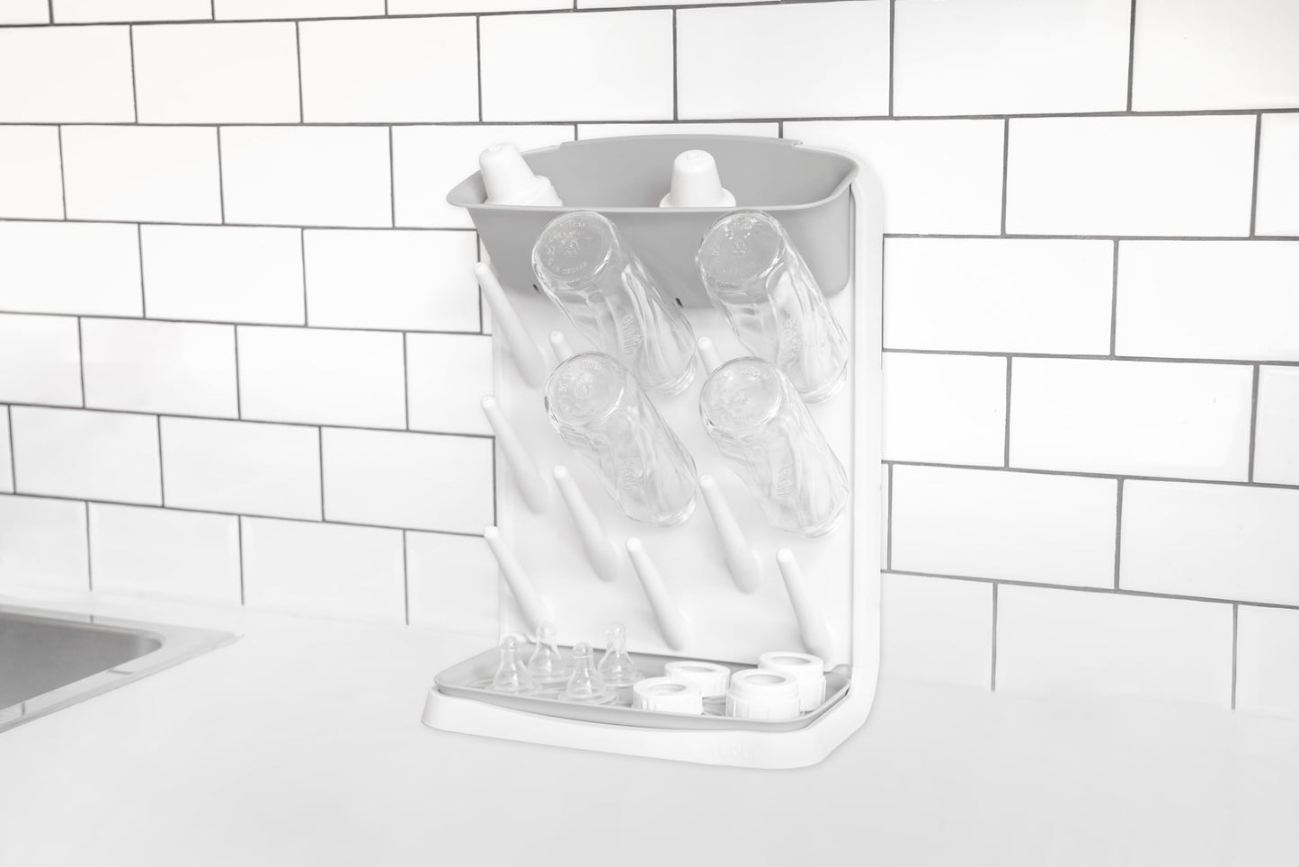 Ubbi Vertical Baby Bottle Drying Rack,Taupe