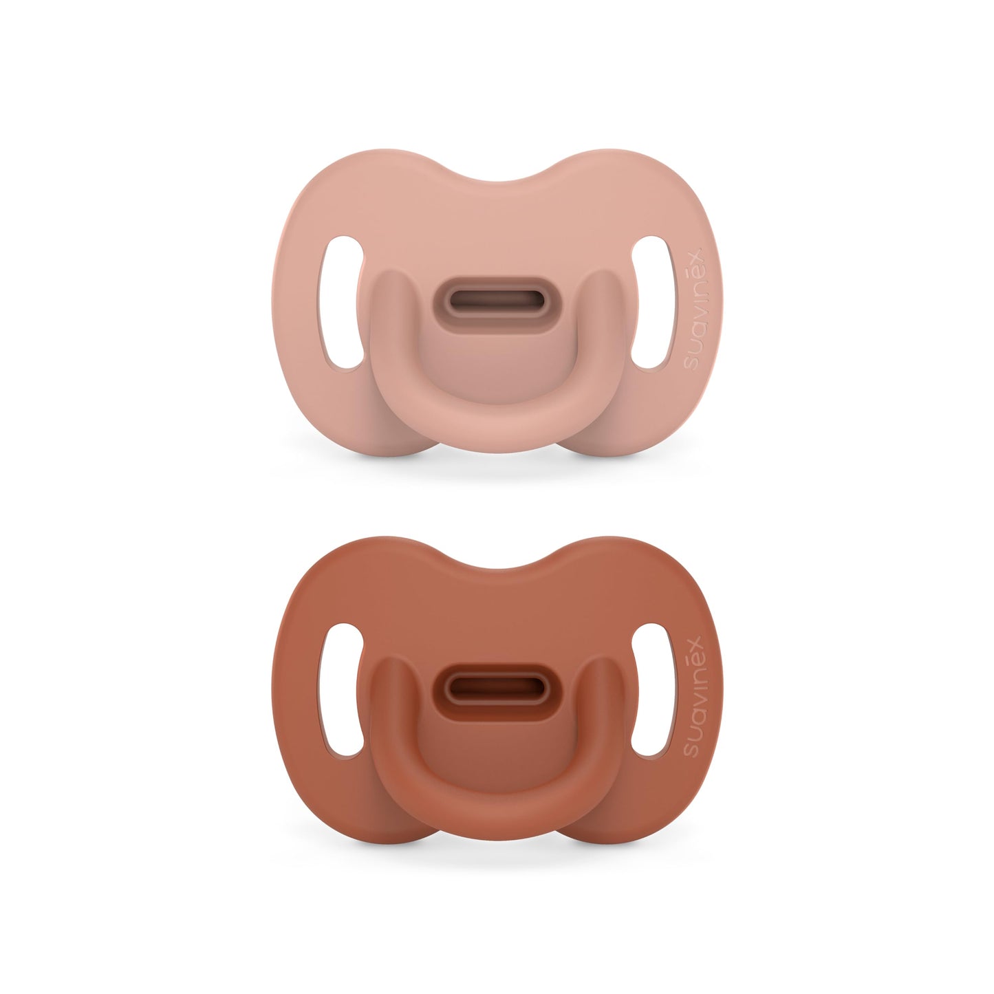 Color Essence SX PRO Silicone Baby Pacifier 2Pk, Made with 100% Soft Silicone, Baby Essentials Perfect for Breastfeeding Babies, Designed in Spain, 0-6 Mths, Mustard/Blue