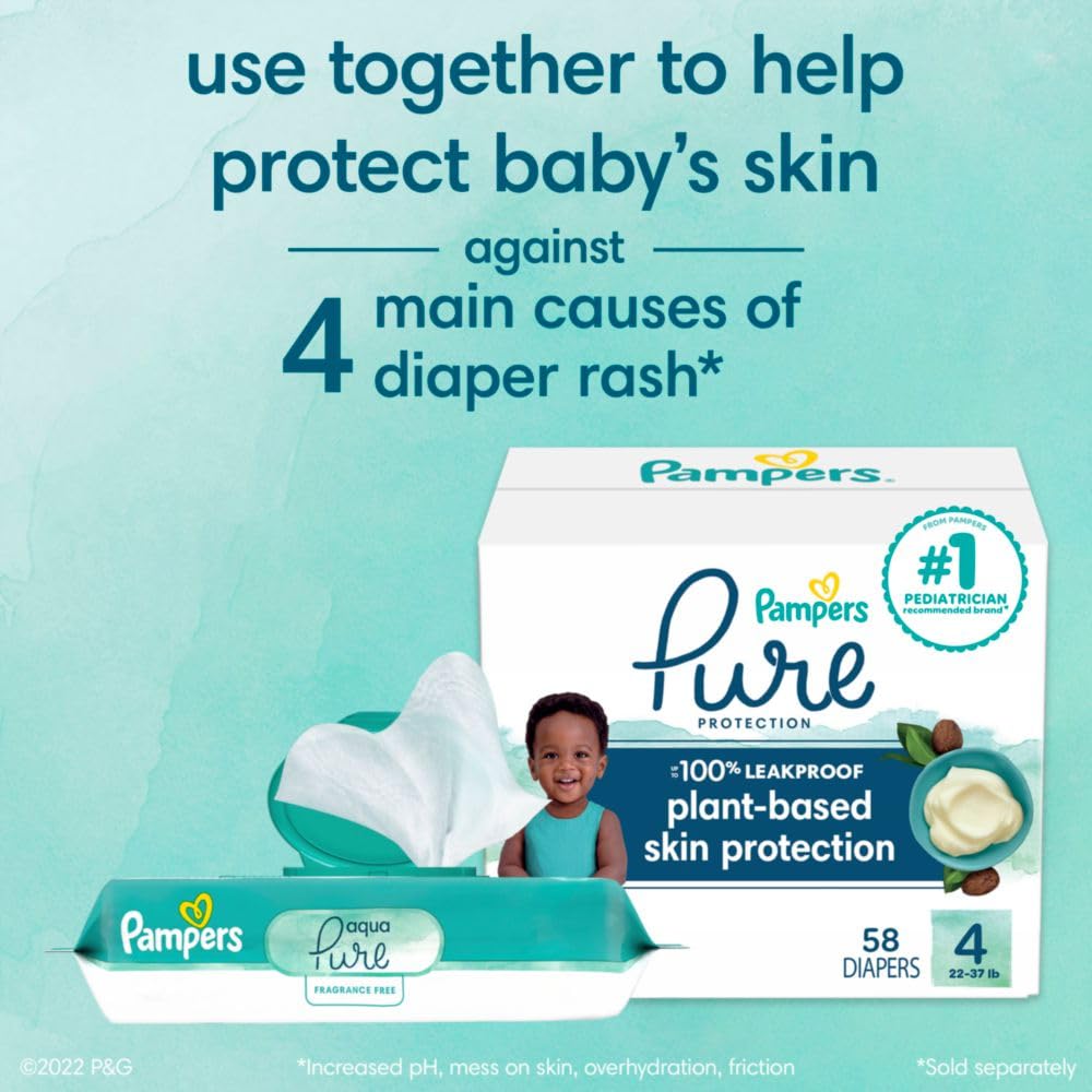 Pampers Baby Wipes Aqua Pure, 99% water-based wipes