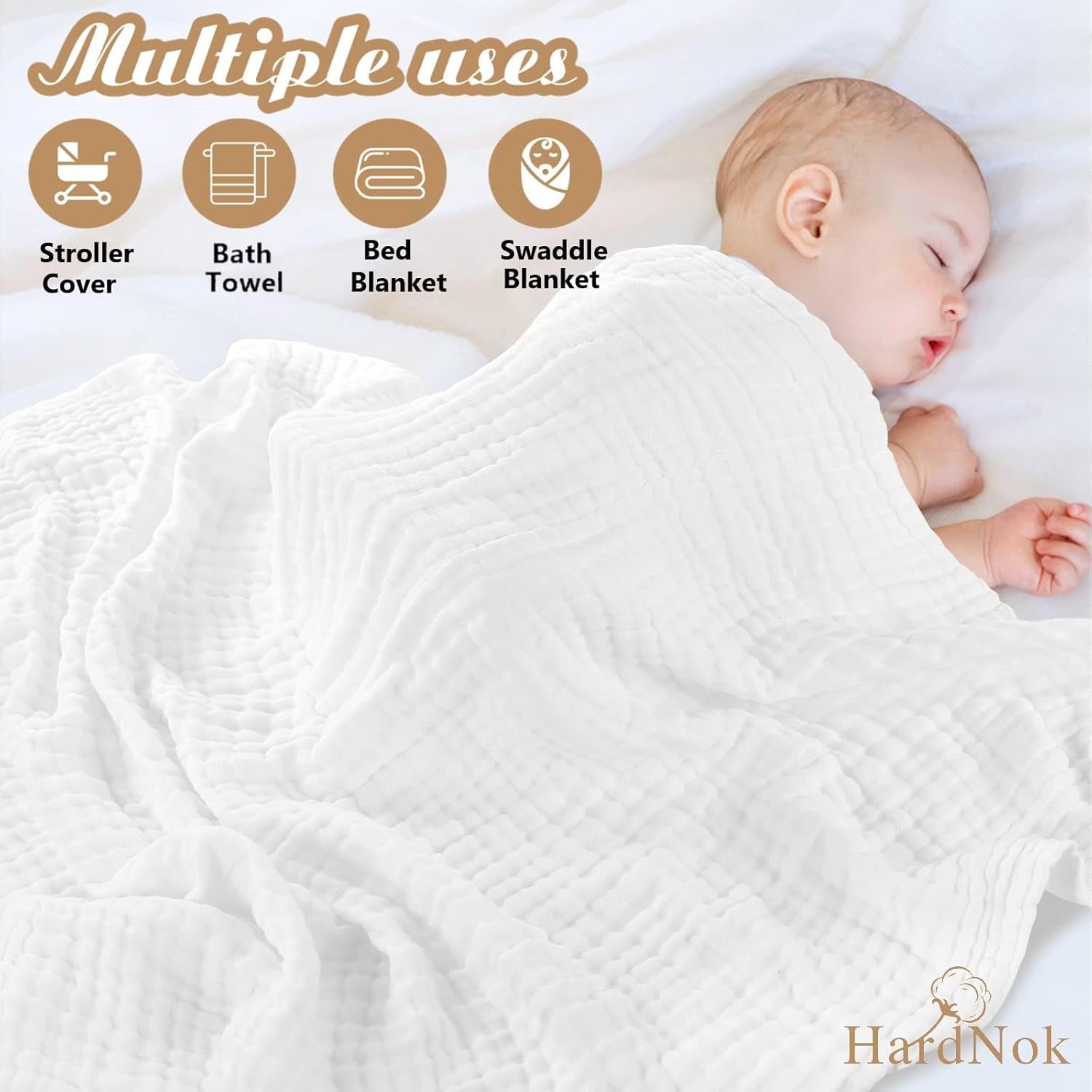 Muslin Baby Bath Towel Set, 2 Large Gauze Super Soft Baby Bath Towel and 3 Washcloths, 6 Layers Muslin Cotton Infant Blanket Suitable for Baby'S Delicate Skin (Amsicotion)