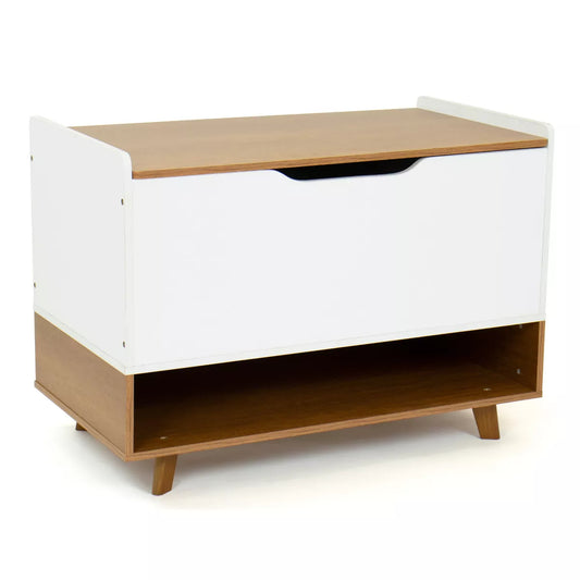 Humble Crew Morgan Mid-Century Kids' Toy Chest with Soft Close Lid and Storage Shelf Wood/White