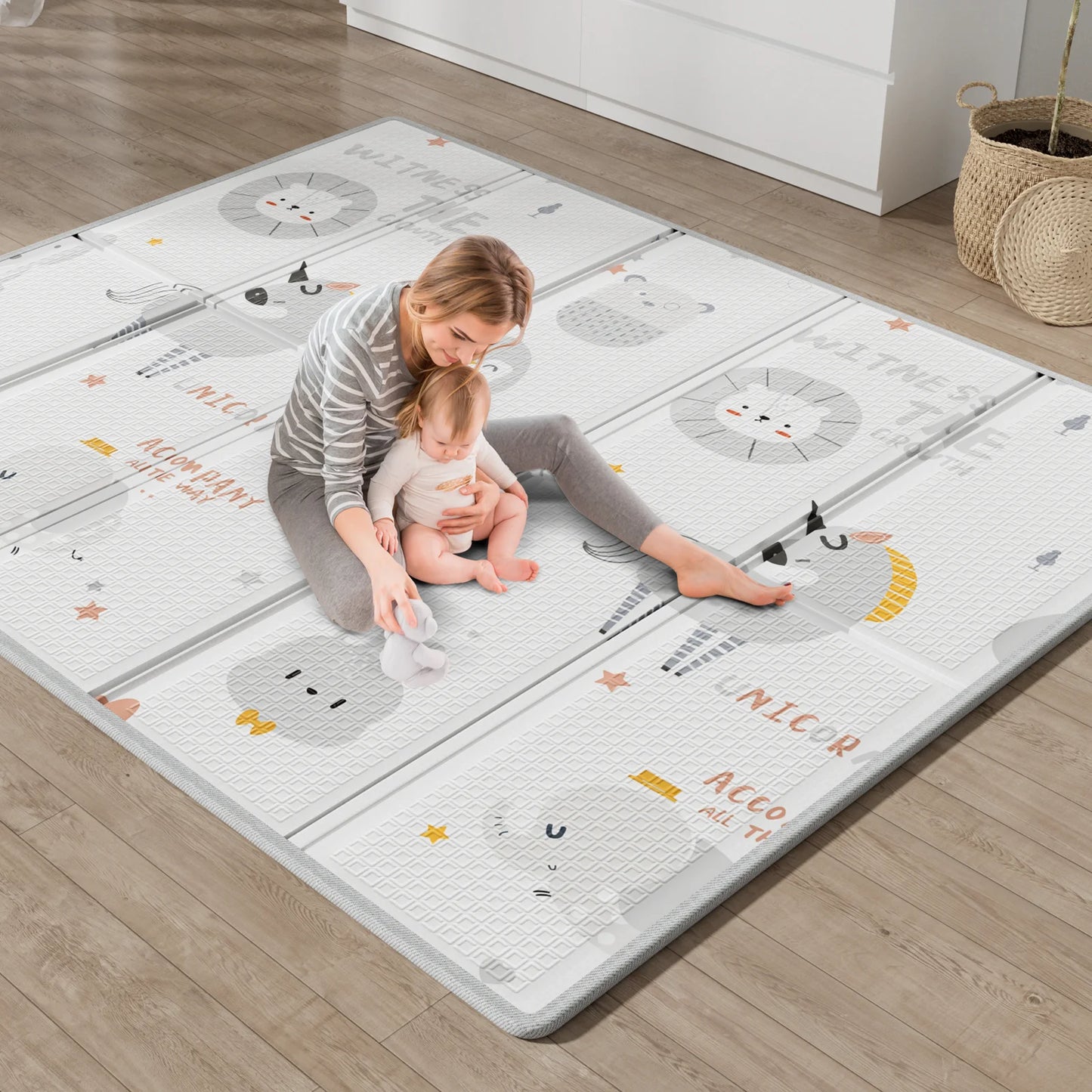 Unicorns Play Mat, 59"X71" Foldable & Reversable Large Play Mat, Non-Toxic Foam Play Mat for Babies and Toddlers