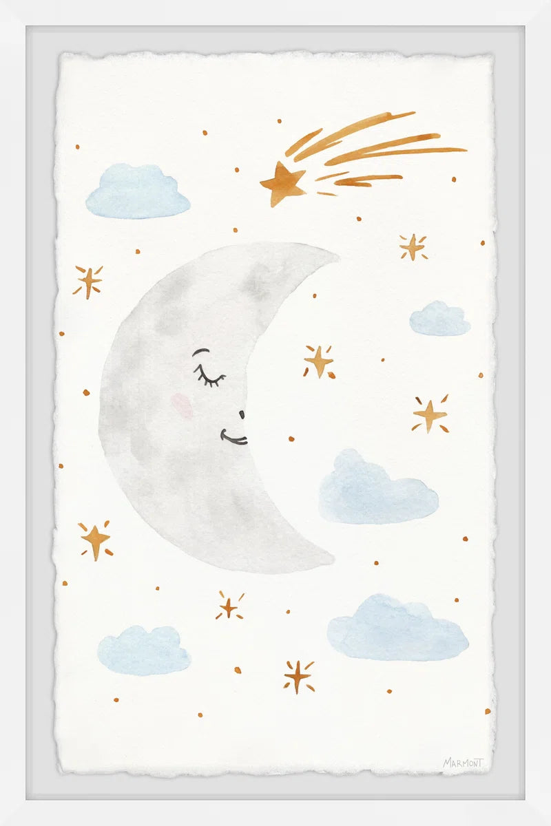 Mathew Moon and Clouds Framed Print