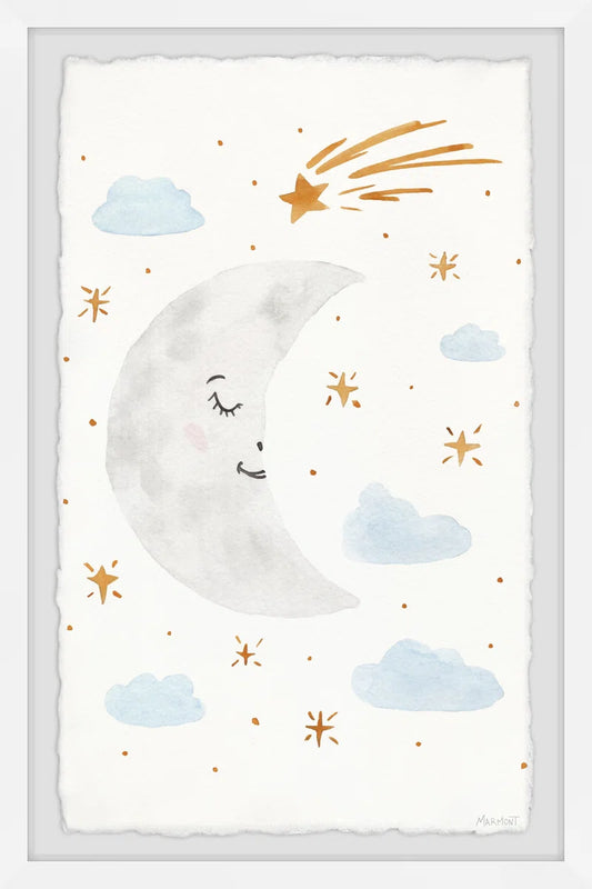 Mathew Moon and Clouds Framed Print