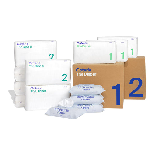 Coterie Baby Wipes + Diapers Kit Hypoallergenic for Sensitive Skin