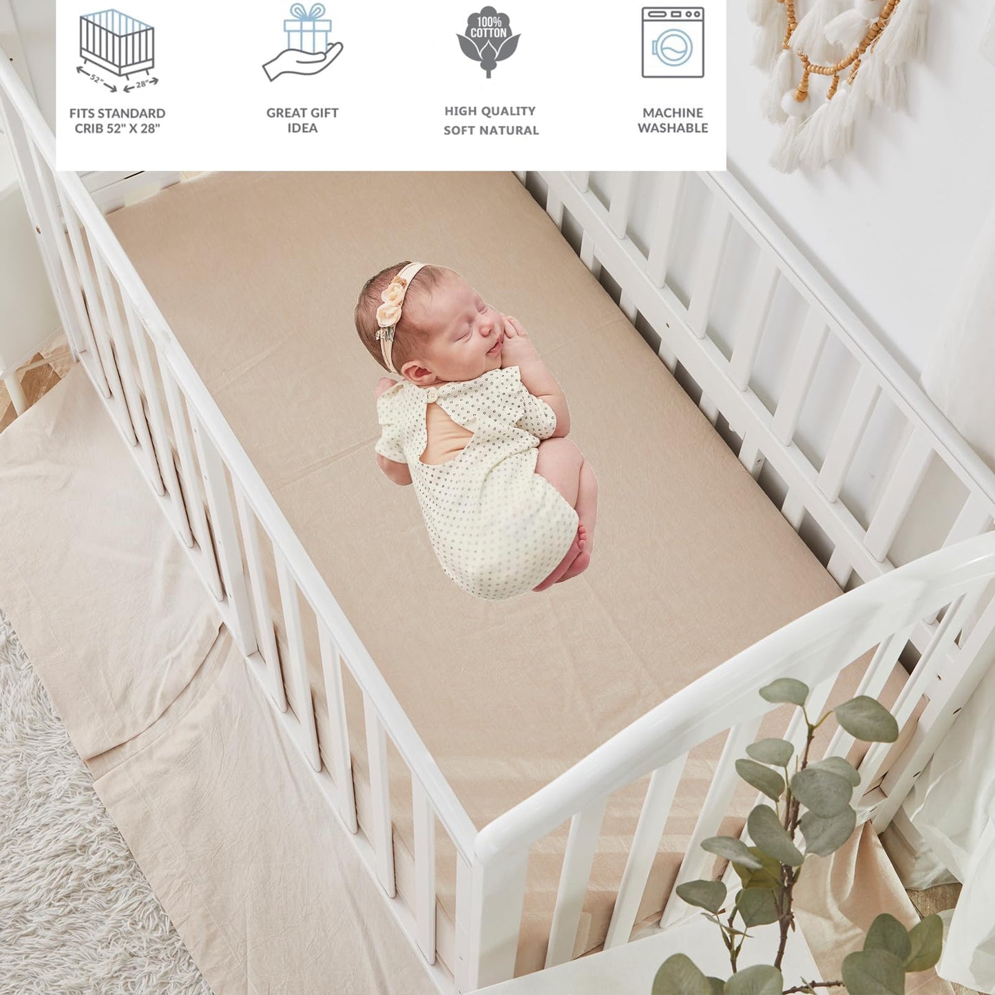 Brandream Gender Neutral Boho Bohemian Farmhouse Chic Baby Crib Bedding Set