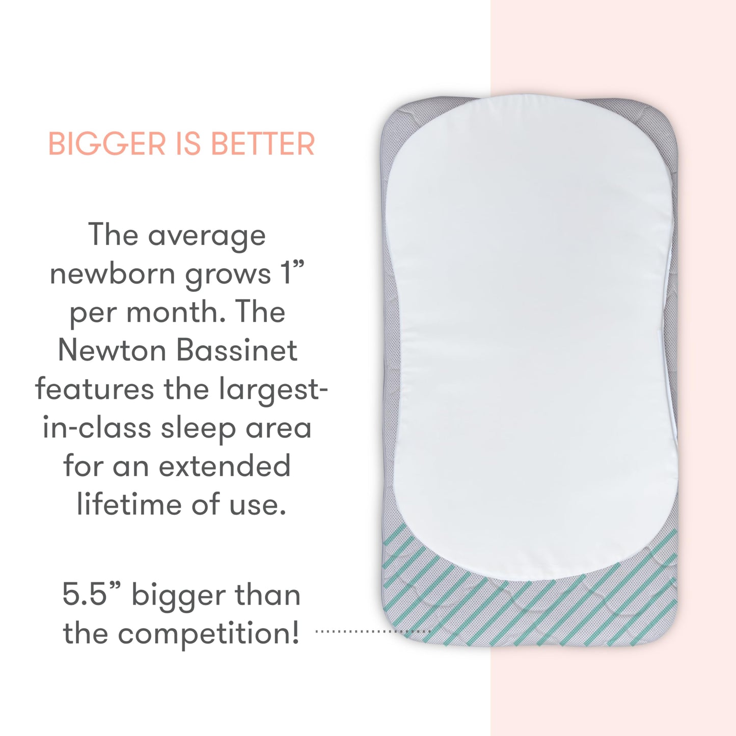 Newton Baby Essential Bassinet – Ultra-Breathable, Completely Washable, More Airflow for Safer, Cooler Sleep, Non-Toxic, Bedside Sleeper, Storage Shelf
