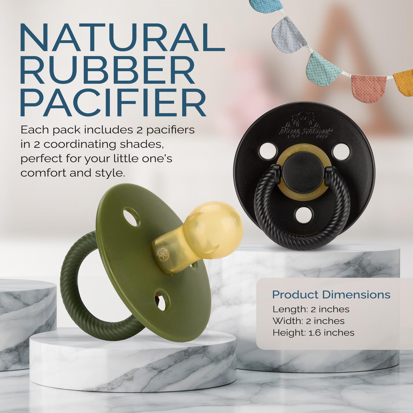 Itzy Ritzy Natural Rubber Pacifiers, Set of 2 – Natural Rubber Newborn Pacifiers with Cherry-Shaped Nipple & Large Air Holes for Added Safety; Set of 2 i