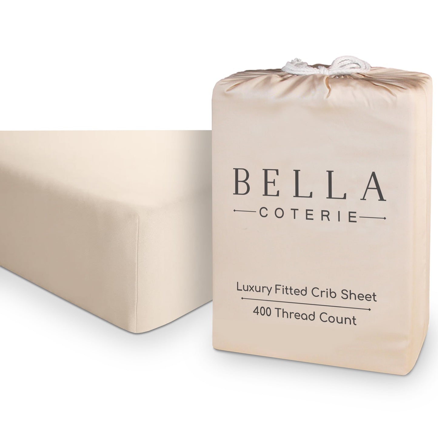 Bella Coterie Luxury Bamboo Crib Sheet | Organically Grown | Ultra Soft | Cooling for Better Sleep | Deep Pocket Fitted Sheet for Crib & Toddler Mattress | Viscose Made from Bamboo [Champagne]
