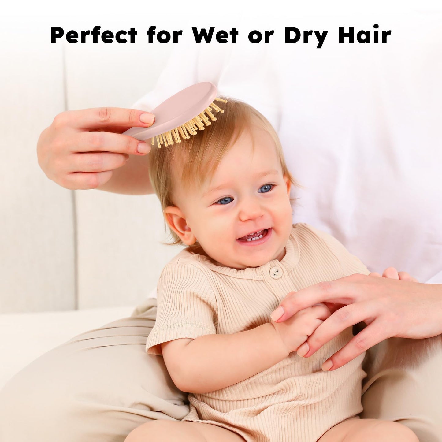 Yoofoss 4 Piece Baby Brush and Comb Set, Wooden Baby Brush with Natural Ultra Soft Goat Hair