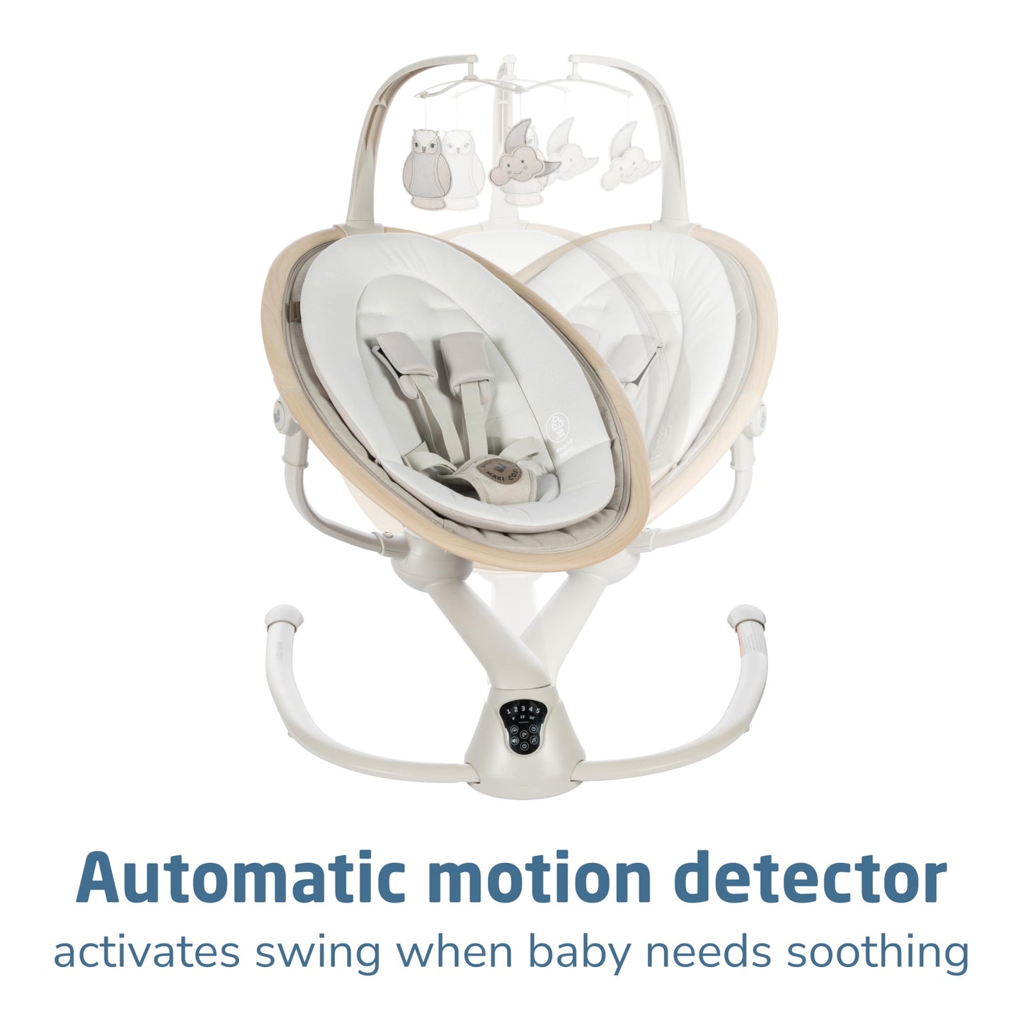 Maxi-Cosi Cassia Baby Swing: Portable, 360 Rotation, 5 Speeds, 12 Melodies, Recycled Fabric, Slate