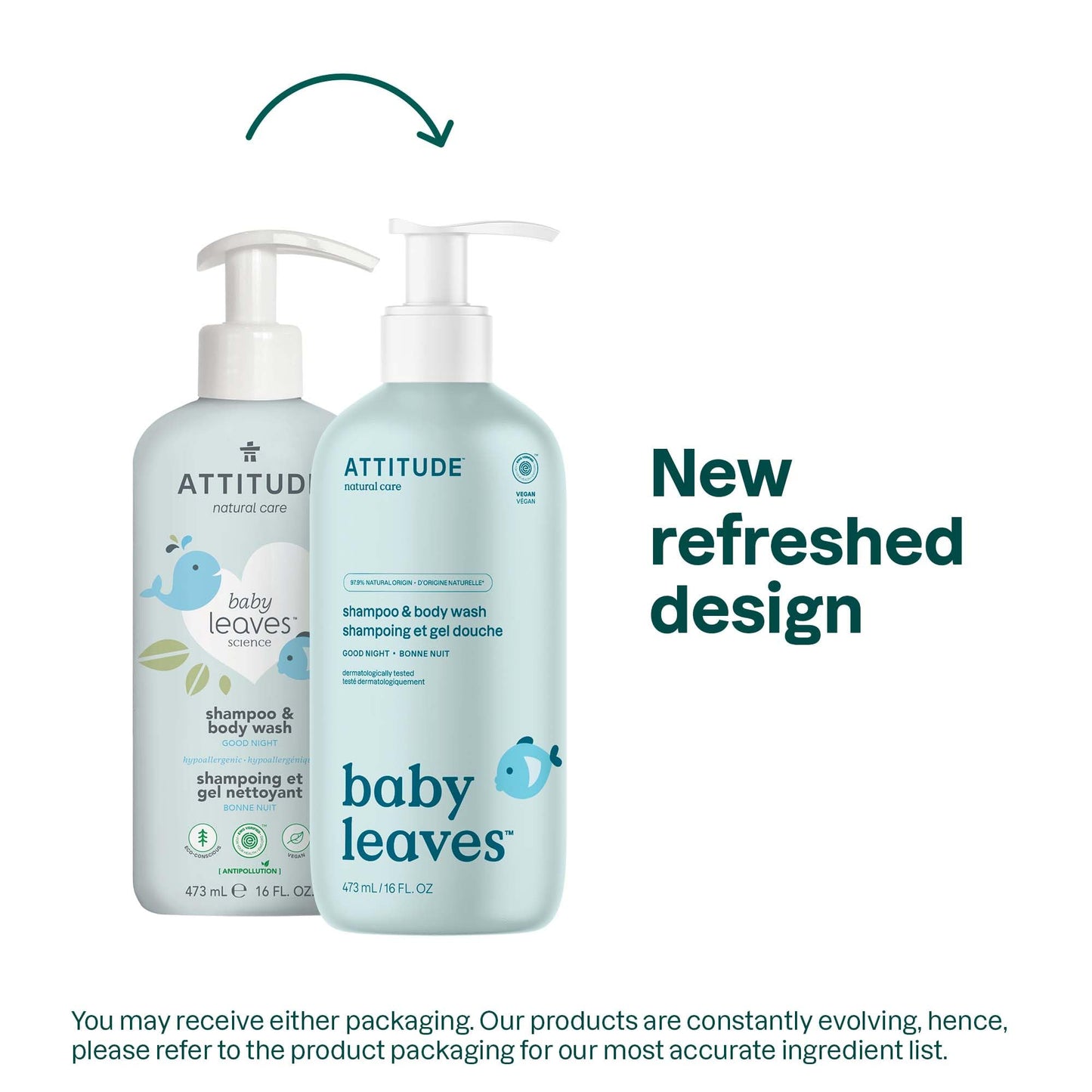 ATTITUDE 2-in-1 Shampoo and Body Wash for Baby, EWG Verified, 16 Fl Oz