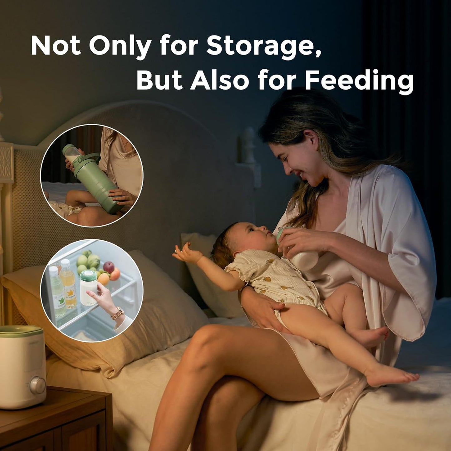 Momcozy Natural Baby Bottle, 10oz Wide-Neck Breast Milk Container, Breastmilk Storage Bottle for Fridge & Momcozy Breast Milk Cooler, BPA Free Milk Collection Bottles, Breastfeeding Essential, 4PCS