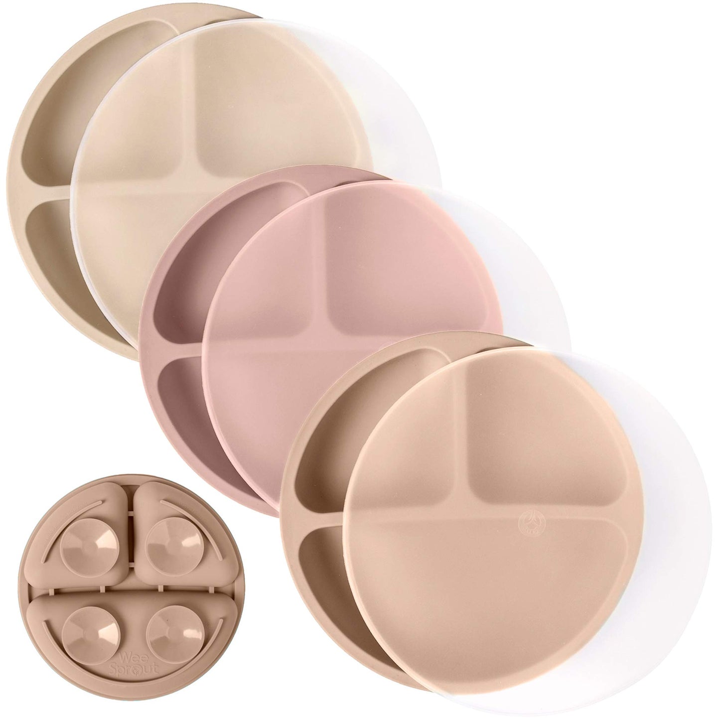 WeeSprout Suction Plates for Babies & Toddlers - 100% Silicone, Dinnerware Stays Put, 3 Pack