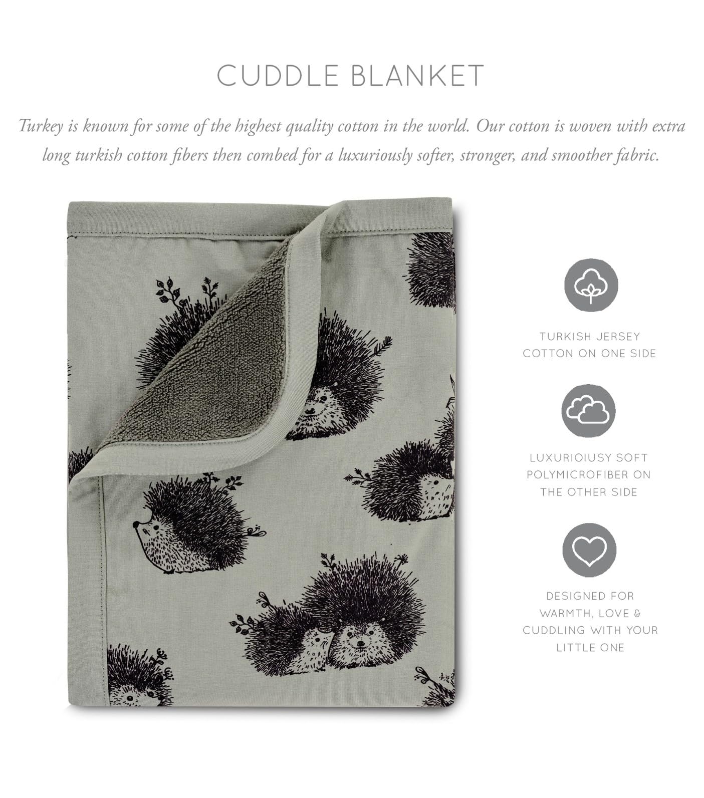 Oilo Baby Blanket, Luxury Soft Plush Backing & 100% Turkish Cotton Jersey Print