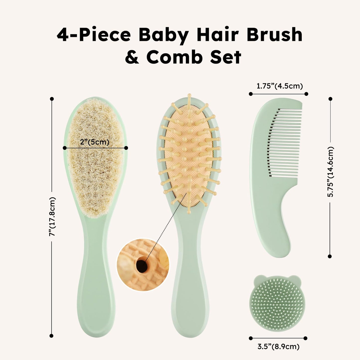 Yoofoss 4 Piece Baby Brush and Comb Set, Wooden Baby Brush with Natural Ultra Soft Goat Hair