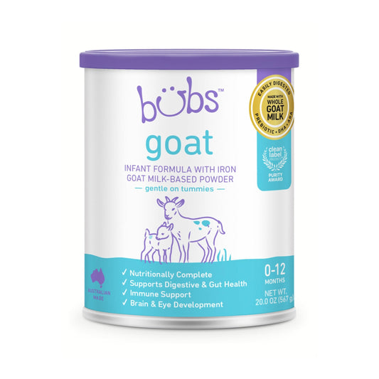 Bubs Whole Goat Milk Formula with Iron, Made with Non-GMO Goat Milk, 20 oz