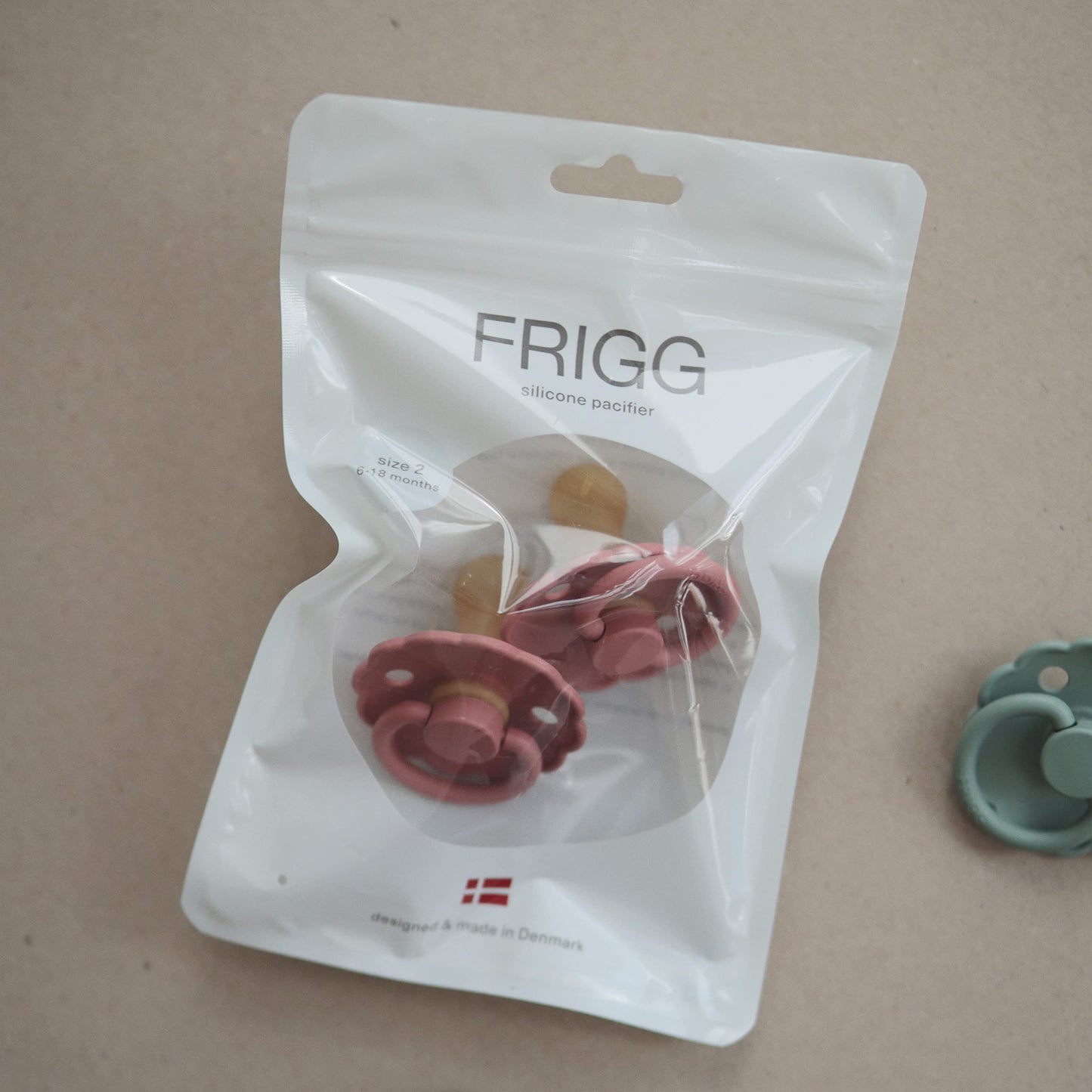 FRIGG Daisy Natural Rubber Baby Pacifier | Made in Denmark | BPA-Free (Aurora/Bright White, 0-6 Months) 2-Pack