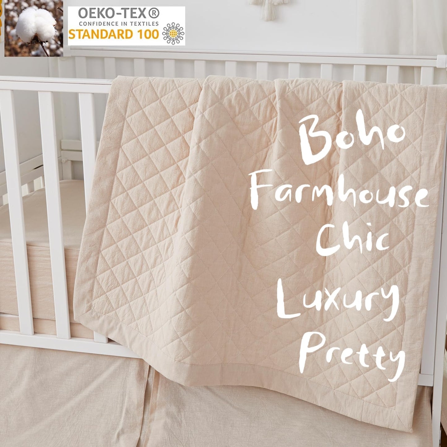 Brandream Gender Neutral Boho Bohemian Farmhouse Chic Baby Crib Bedding Set