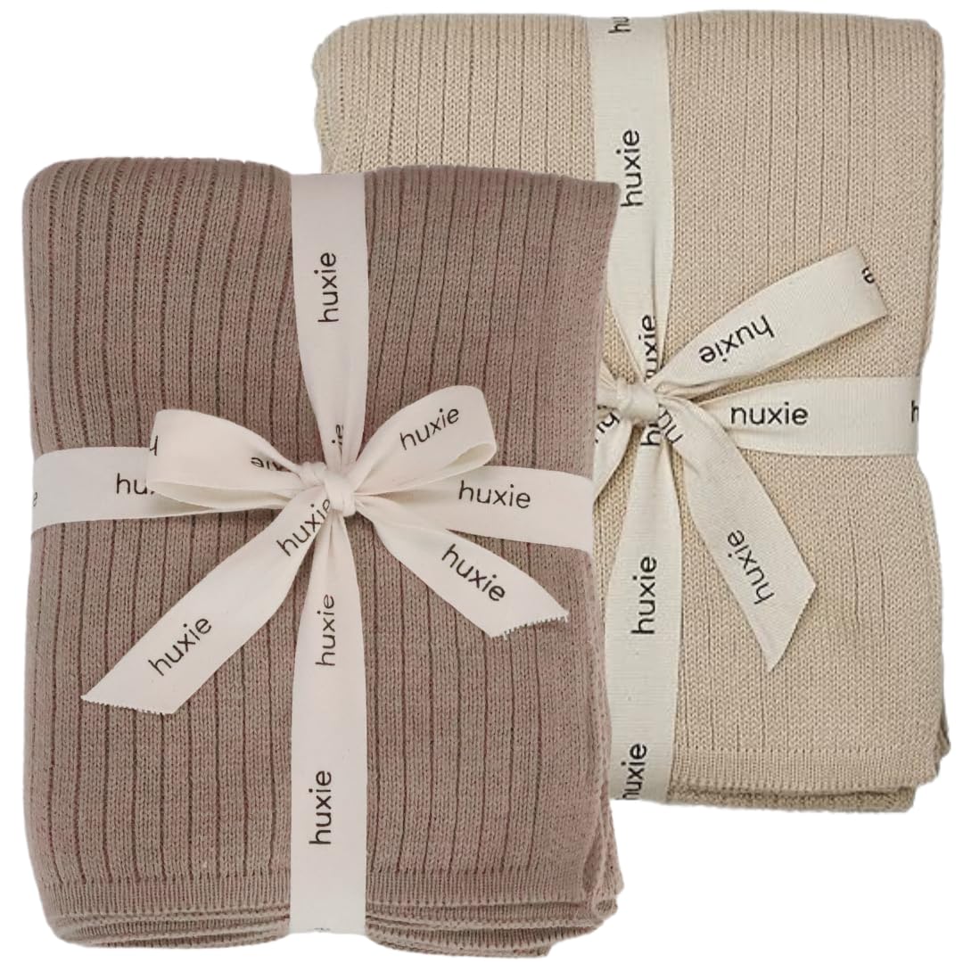 Knitted Organic Cotton Baby Blanket- Swaddle Blanket, 30" x 40" Soft Receiving Blanket for Newborn (Mochachino)