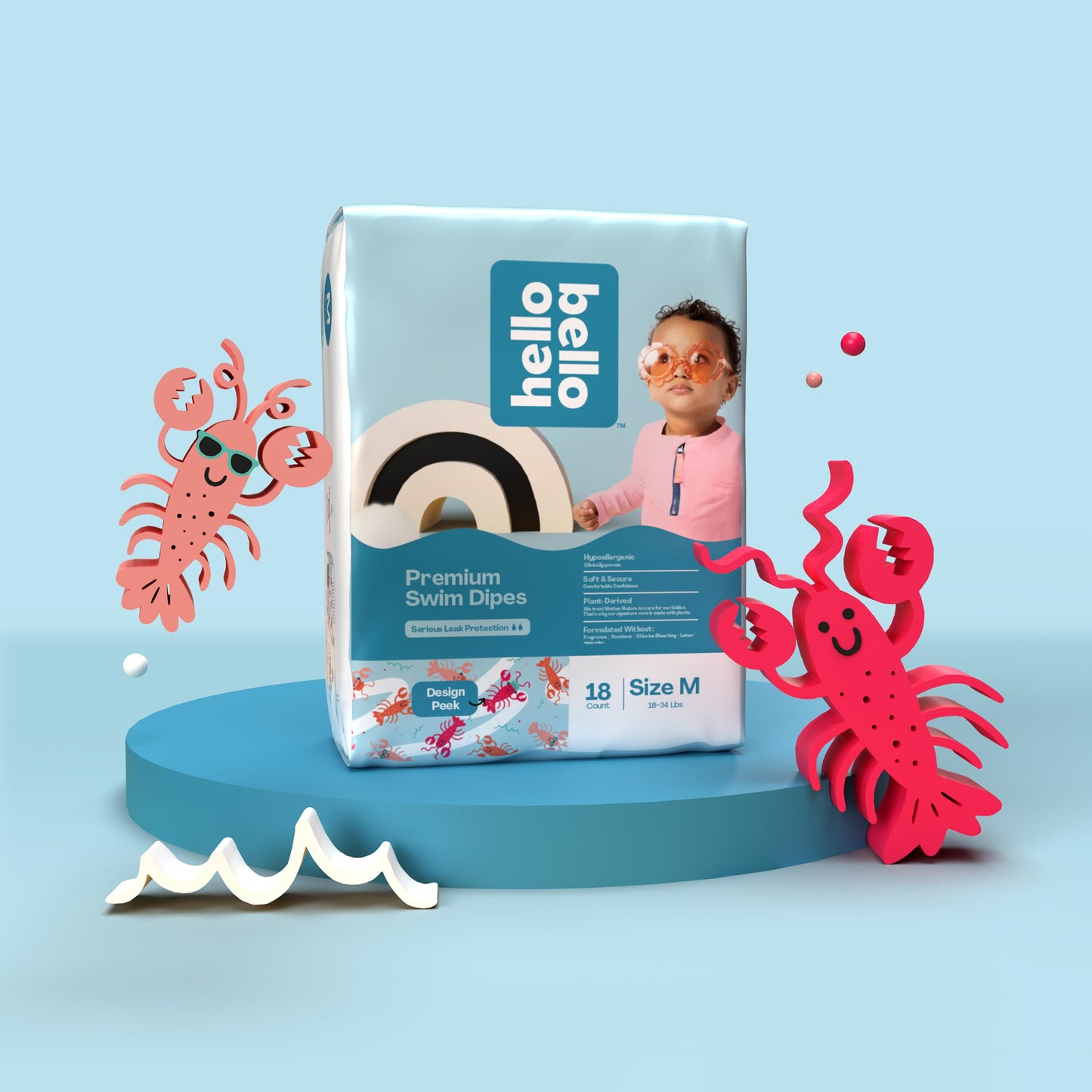 Hello Bello Premium Swim Diapers I Eco-Friendly Disposable Swim Dipes for Babies and Kids