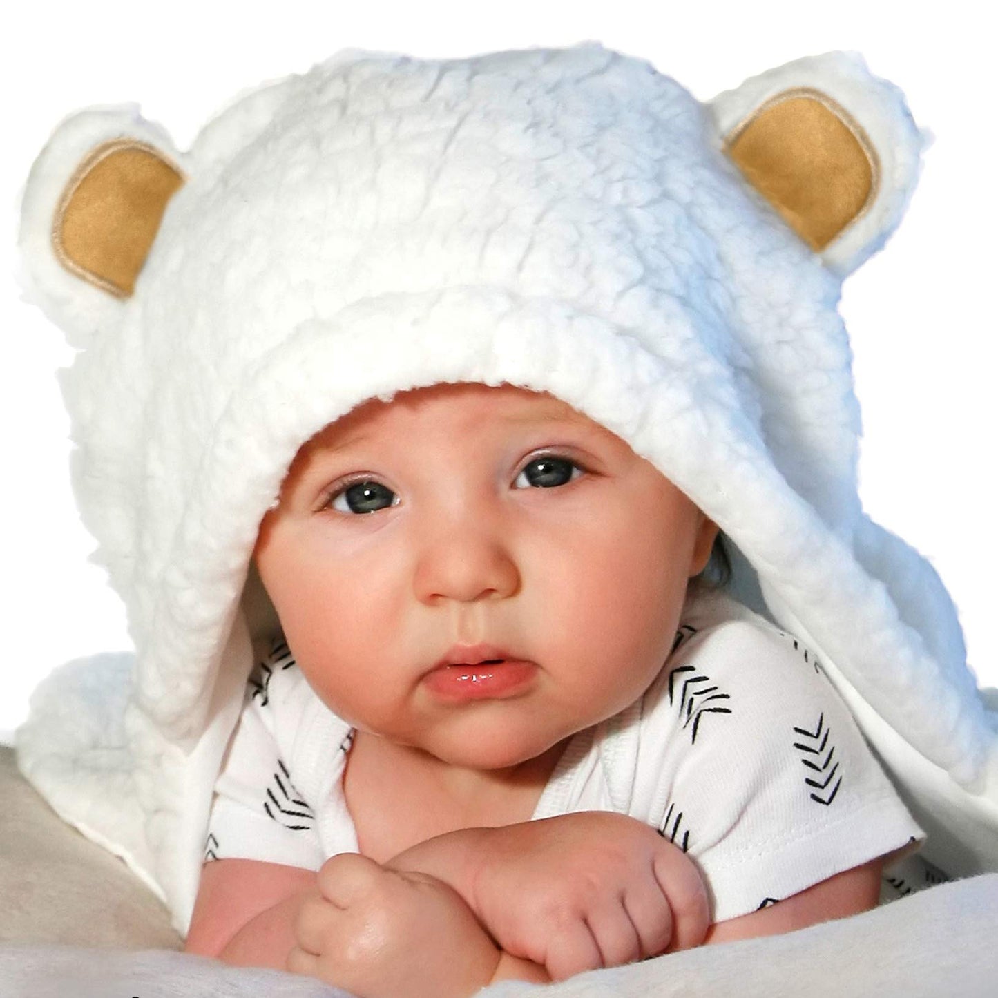 Jam Naturals- Baby Swaddle Blanket, Cute Bear Organic Receiving Swaddling Wrap, Gender Neutral Soft Newborn Baby Registry Gift (White 0-3m)