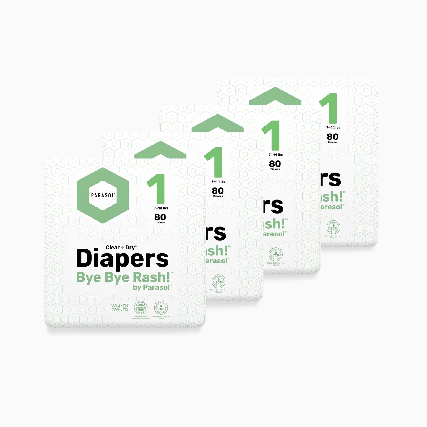 PARASOL Clear+Dry Disposable Diapers | RashShield Protection, Leakproof Design, Hypoallergenic | Size 4, (20-32 lbs) 48 Count