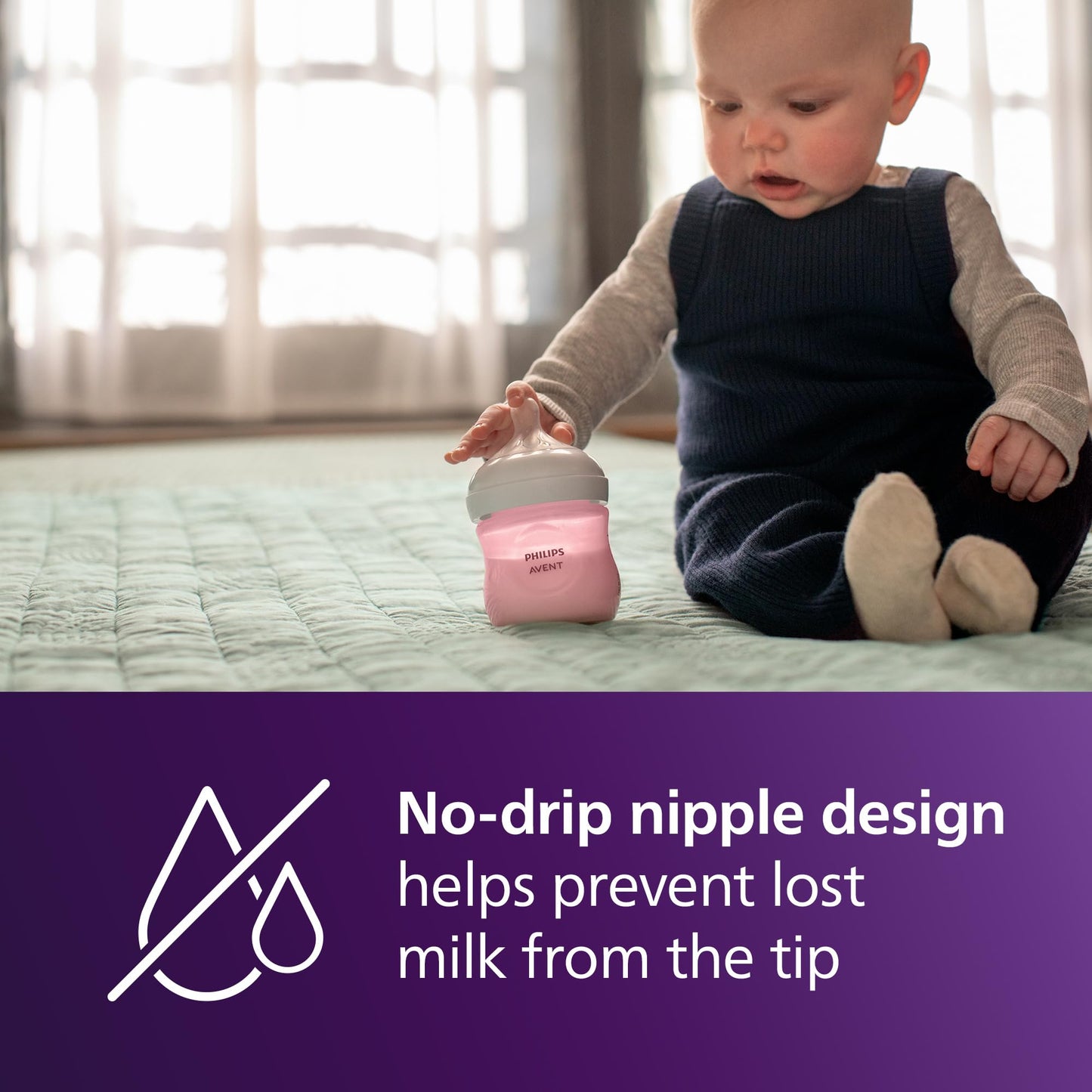 Philips Avent Natural Baby Bottles with Natural Response Nipples (Medium Flow, Flow 3), 9oz, 4-Pack