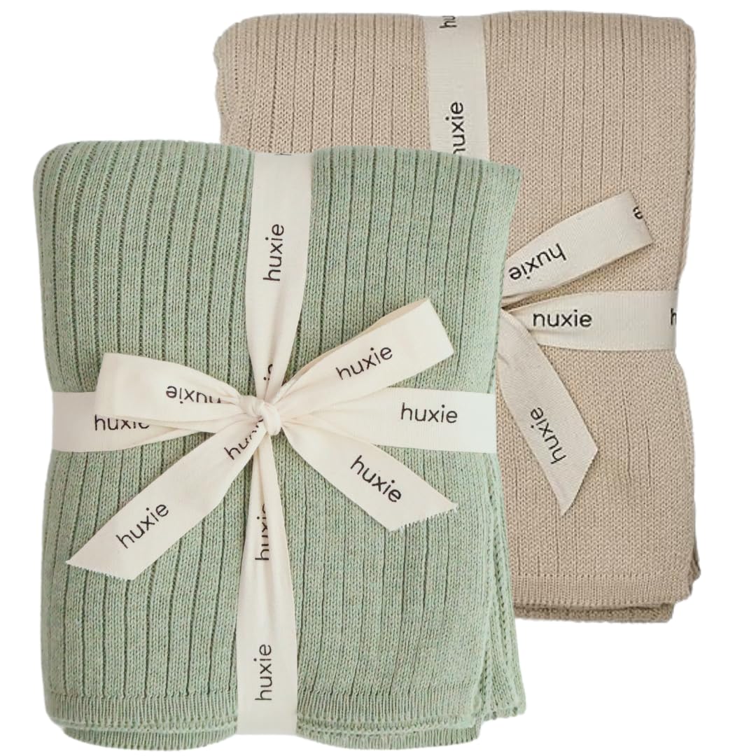 Knitted Organic Cotton Baby Blanket- Swaddle Blanket, 30" x 40" Soft Receiving Blanket for Newborn (Mochachino)