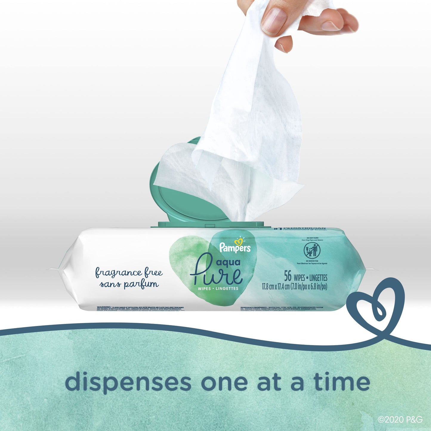 Pampers Baby Wipes Aqua Pure, 99% water-based wipes