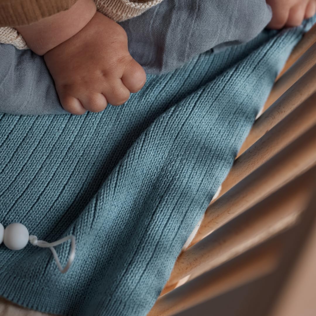 Knitted Organic Cotton Baby Blanket- Swaddle Blanket, 30" x 40" Soft Receiving Blanket for Newborn (Mochachino)