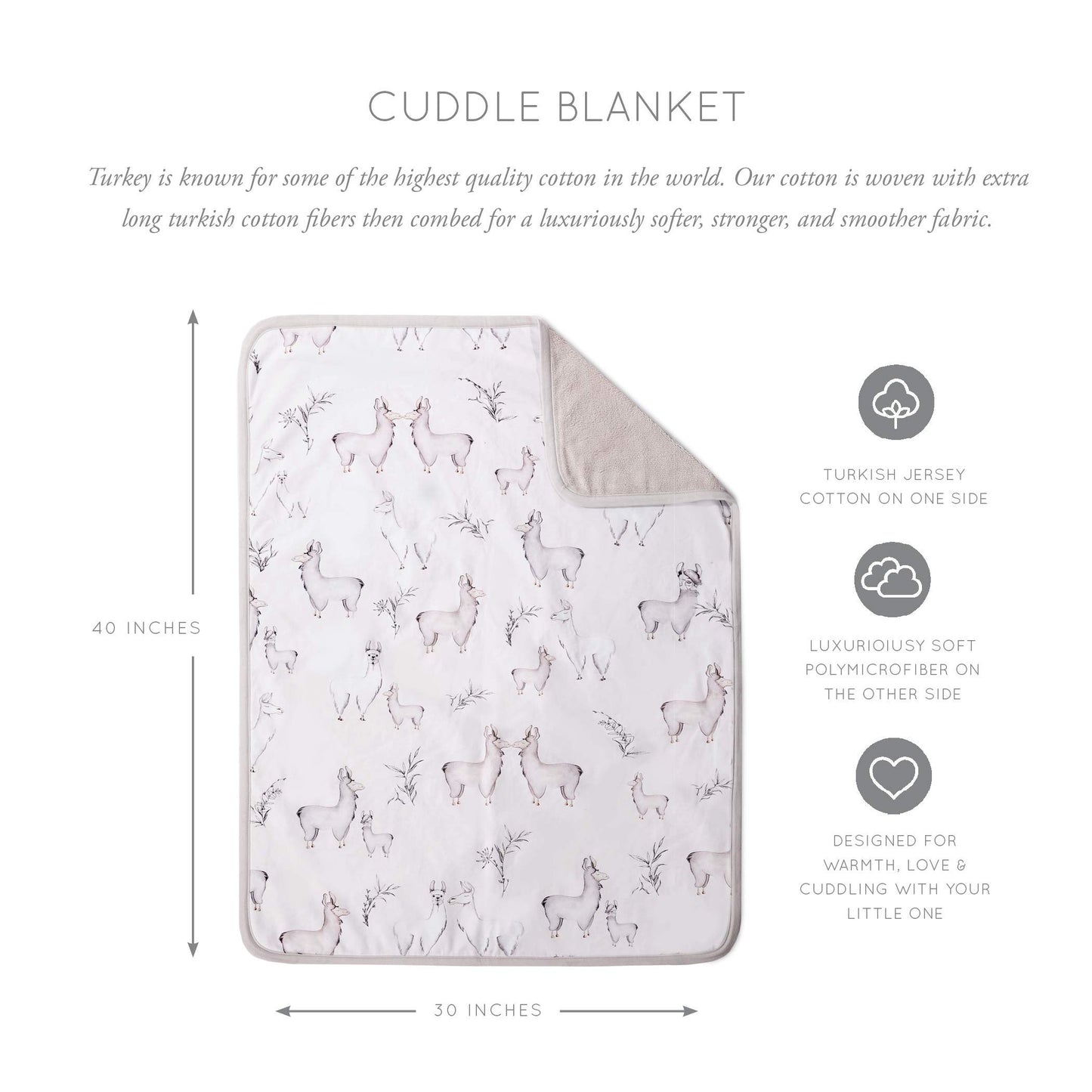 Oilo Baby Blanket, Luxury Soft Plush Backing & 100% Turkish Cotton Jersey Print