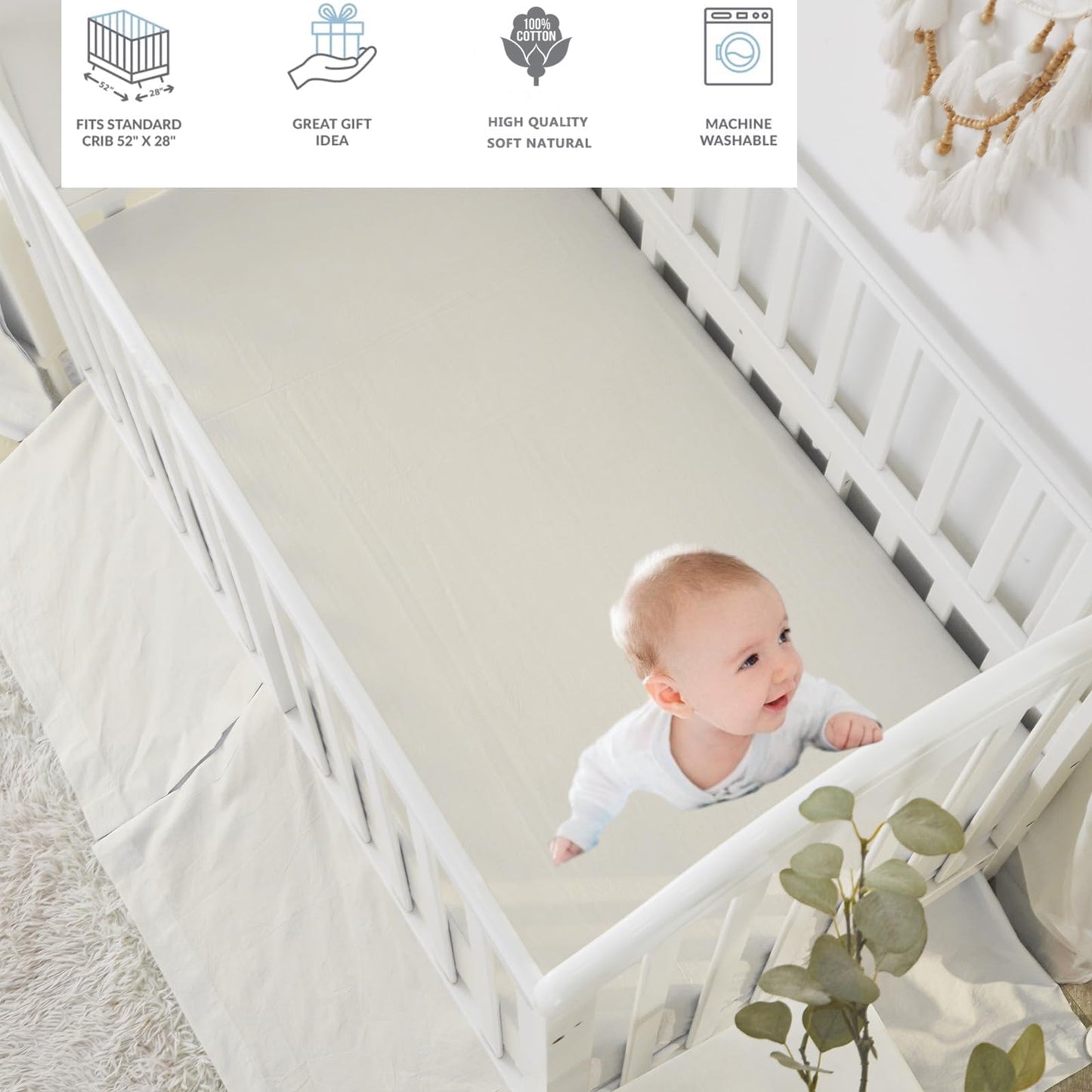 Brandream Gender Neutral Boho Bohemian Farmhouse Chic Baby Crib Bedding Set