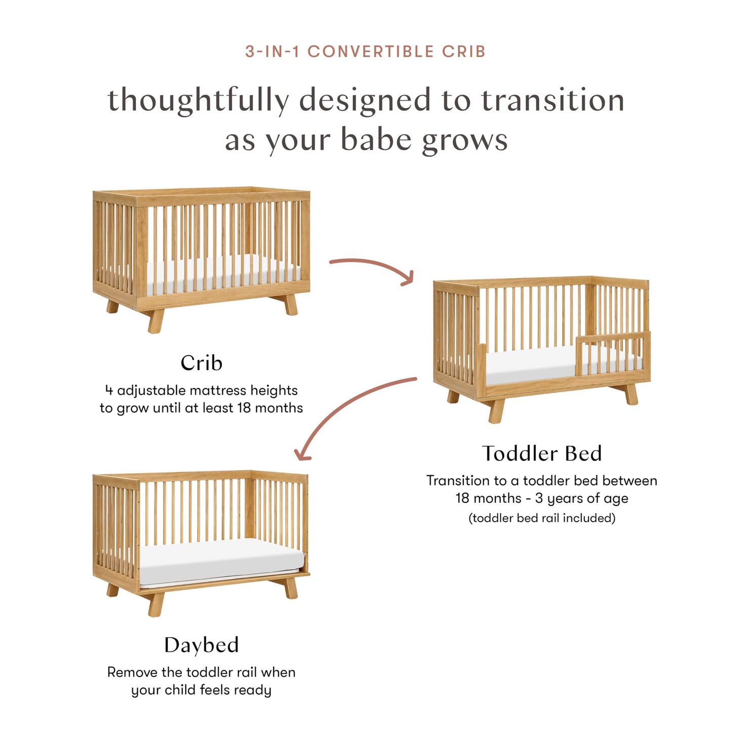 Babyletto Hudson 3-in-1 Convertible Baby Crib - GREENGUARD Gold Certified