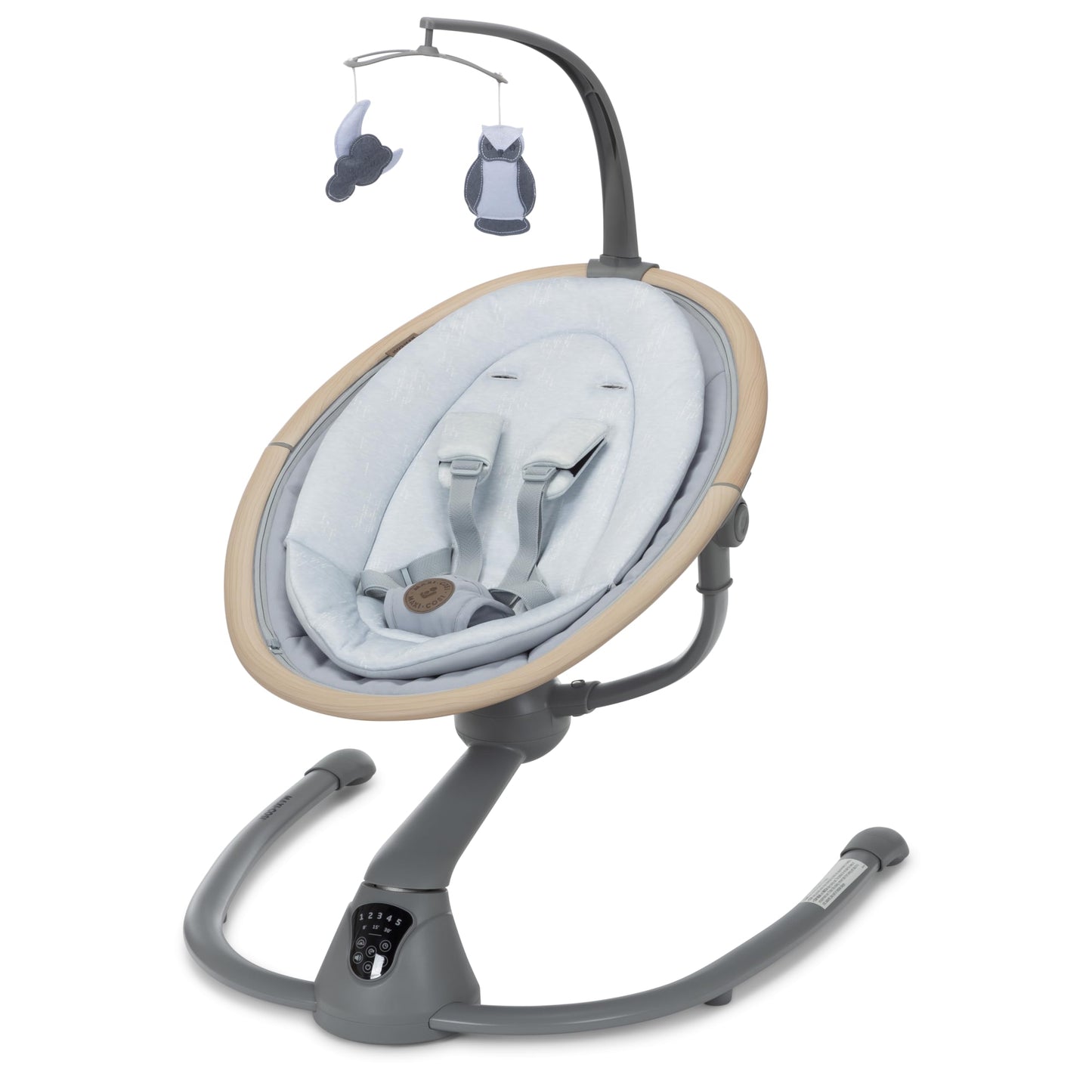 Maxi-Cosi Cassia Baby Swing: Portable, 360 Rotation, 5 Speeds, 12 Melodies, Recycled Fabric, Slate