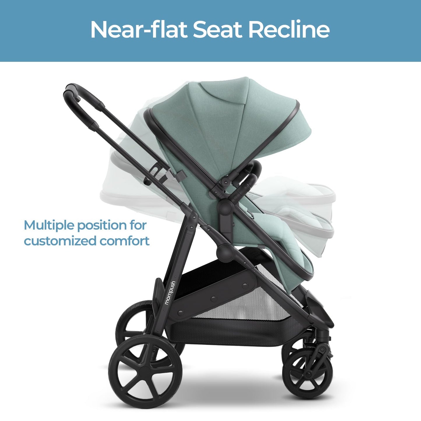 Mompush Wiz 2-in-1 Convertible Baby Stroller with Bassinet Mode, Foldable Infant Stroller with Reversible Seat and Large UPF 50+ Canopy