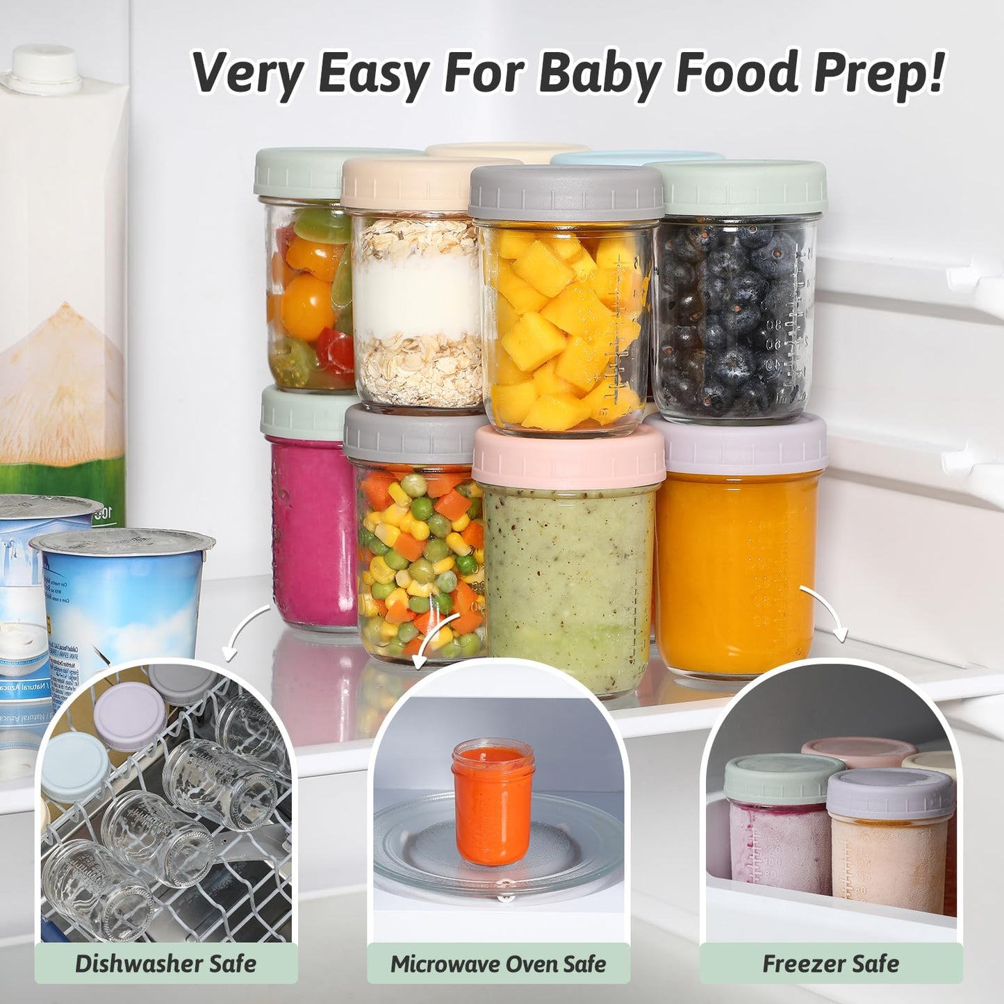 VITEVER 12 Pack Glass Baby Food Storage Containers