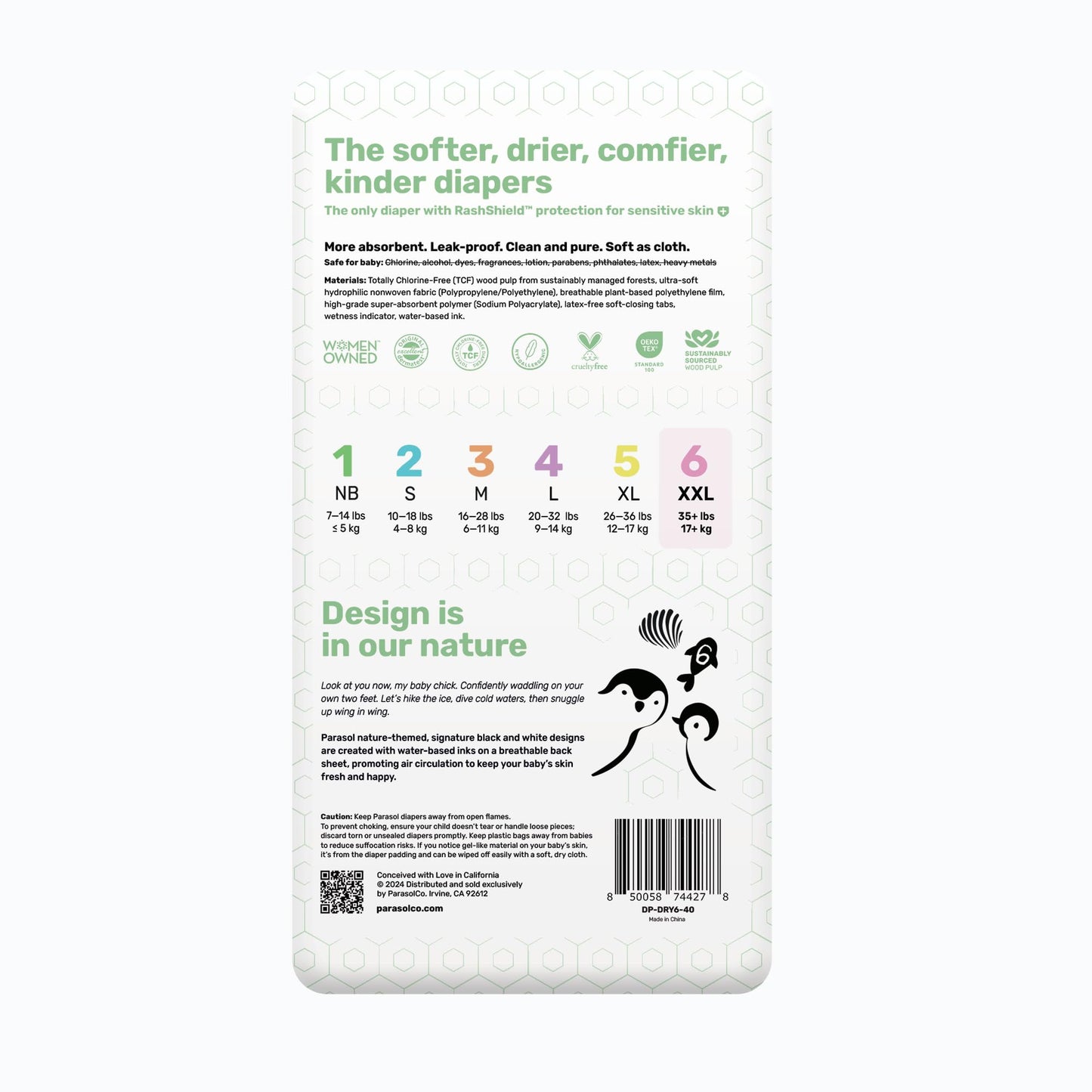 PARASOL Clear+Dry Disposable Diapers | RashShield Protection, Leakproof Design, Hypoallergenic | Size 4, (20-32 lbs) 48 Count