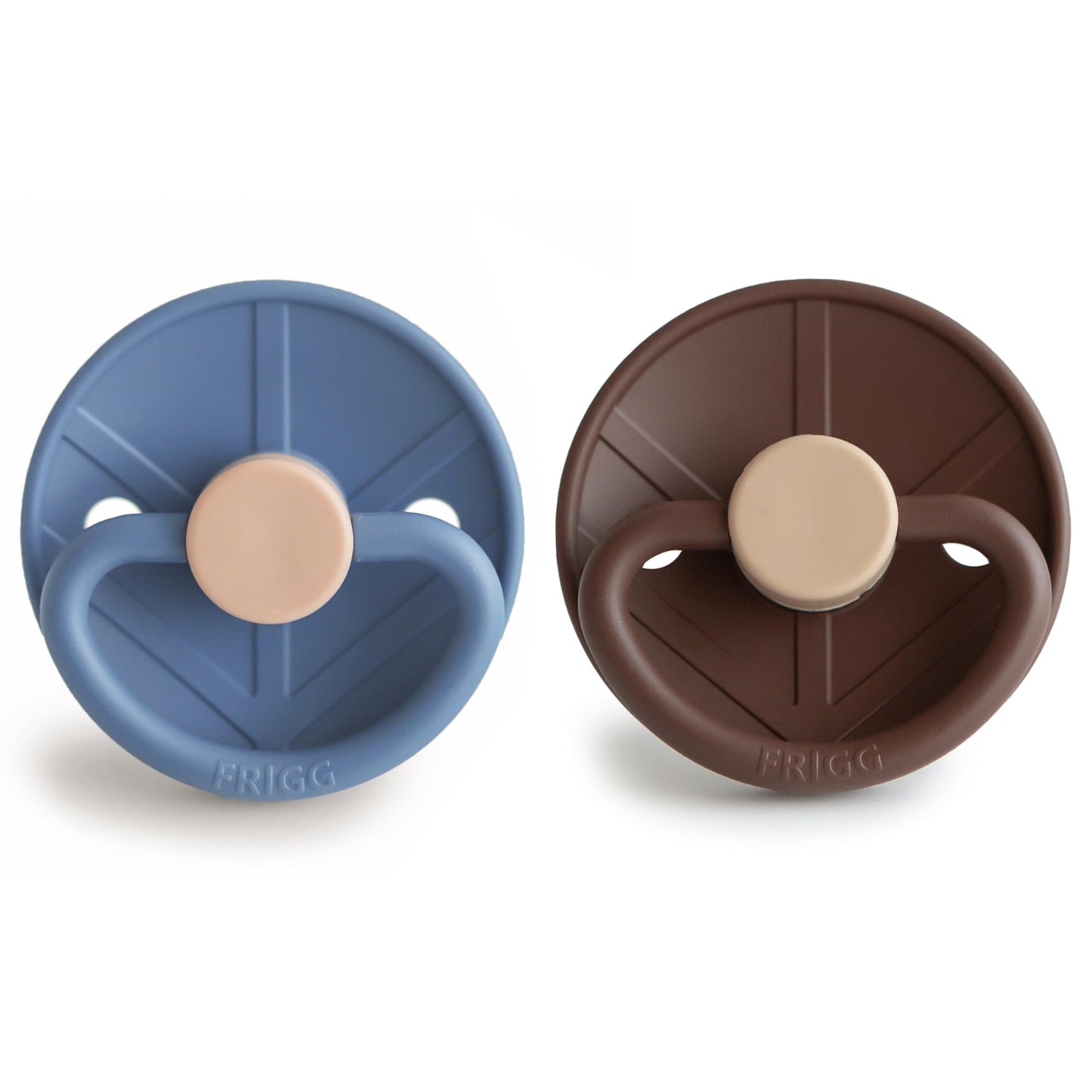 FRIGG Little Viking SilkySoft Silicone Baby Pacifier 2-Pack | Made in Denmark | BPA-Free (Powder Blue/Cream,6-18 Months)