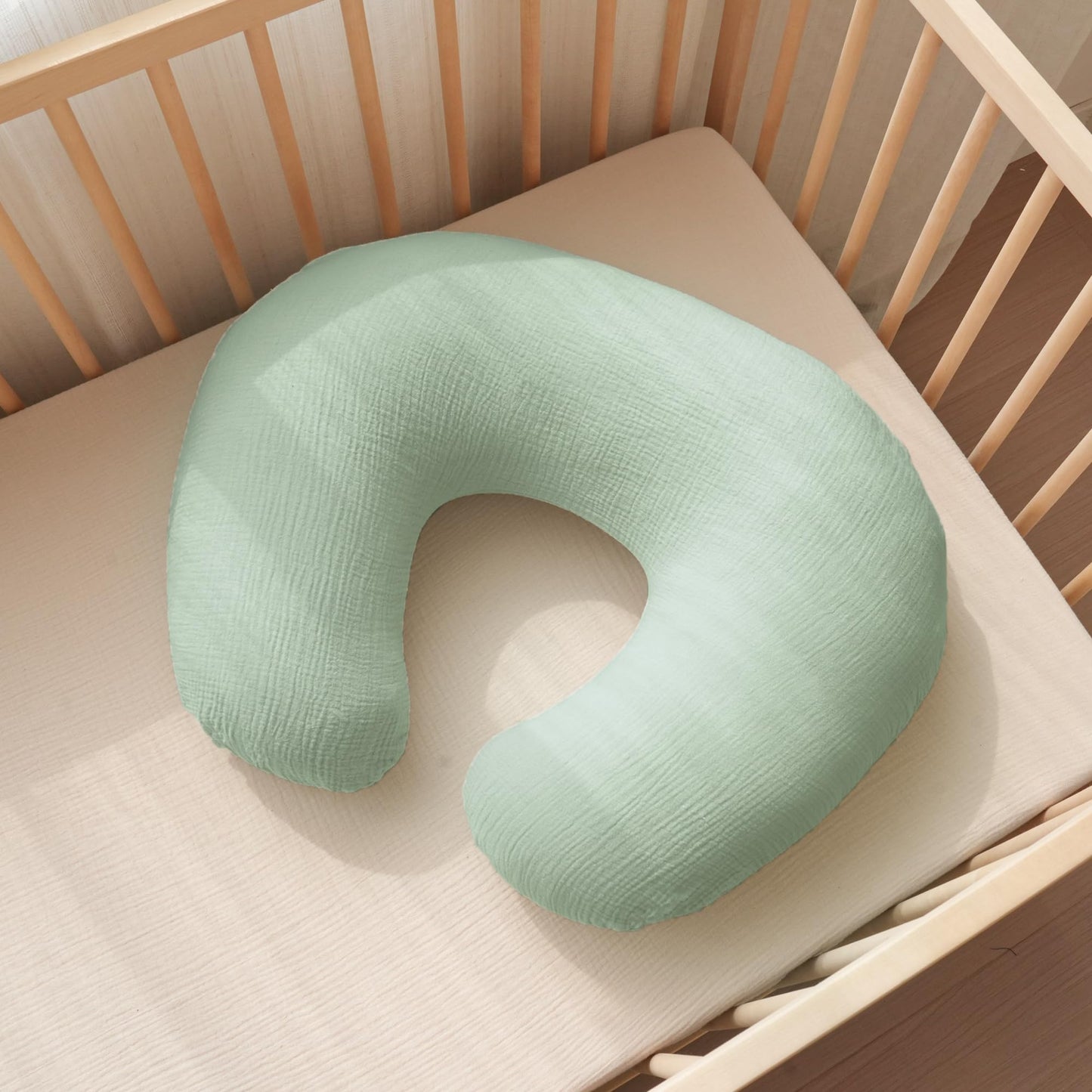 Konssy Muslin Nursing Pillow Covers, 100% Cotton Soft & Adorable Covers for Breastfeeding Pillows, Slipcovers for Newborn Baby Boys & Girls