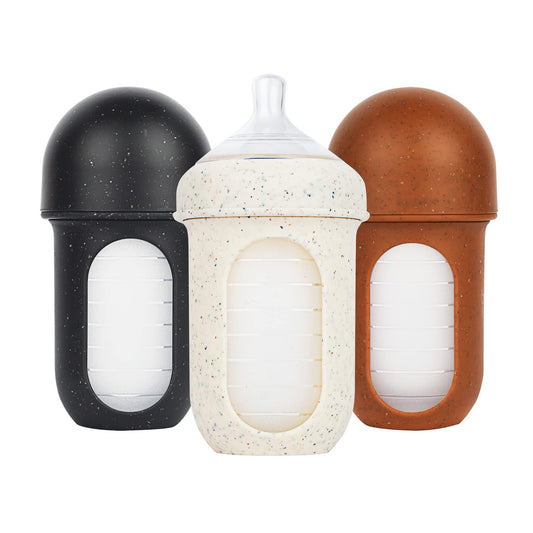 Boon Nursh Reusable Silicone Pouch Baby Bottles - Medium Flow Nipple - Silicone Baby Bottle Pouch and Nipple - Baby Feeding Essentials