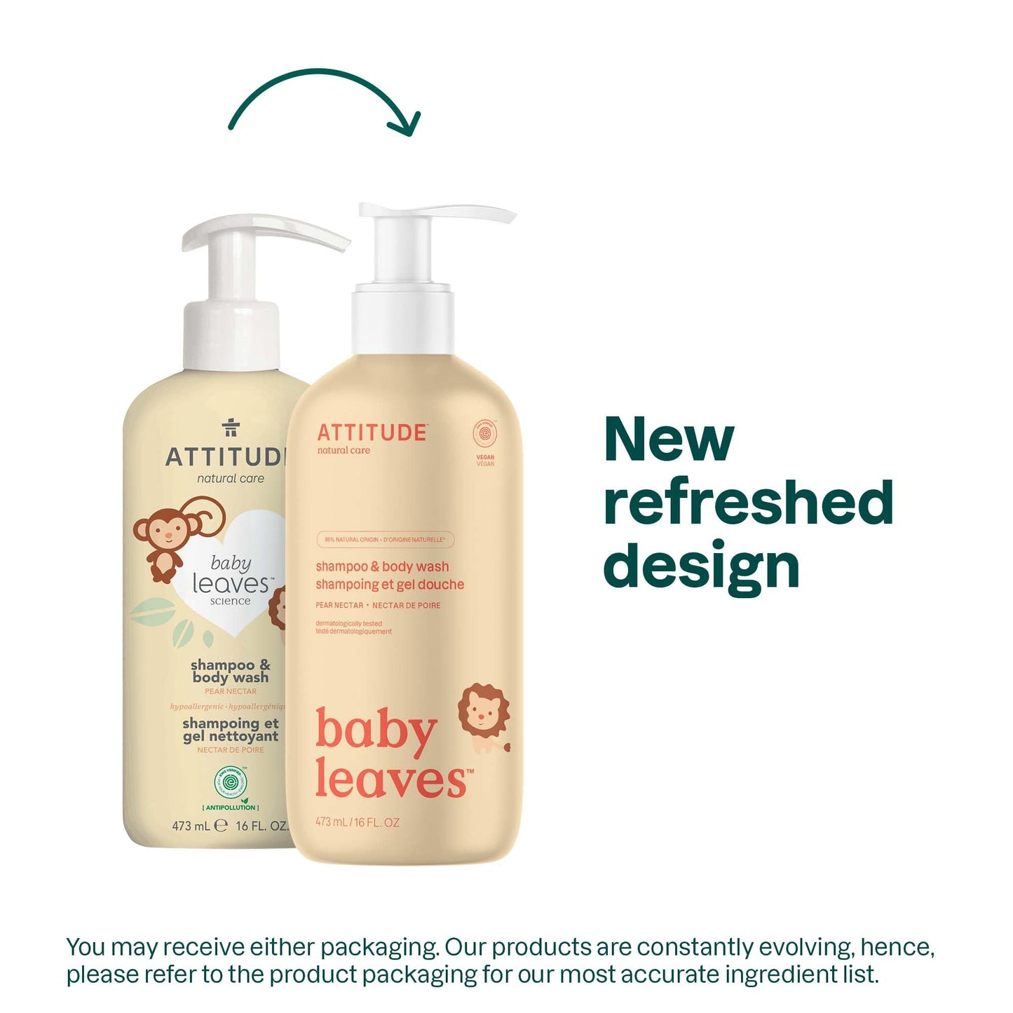 ATTITUDE 2-in-1 Shampoo and Body Wash for Baby, EWG Verified, 16 Fl Oz