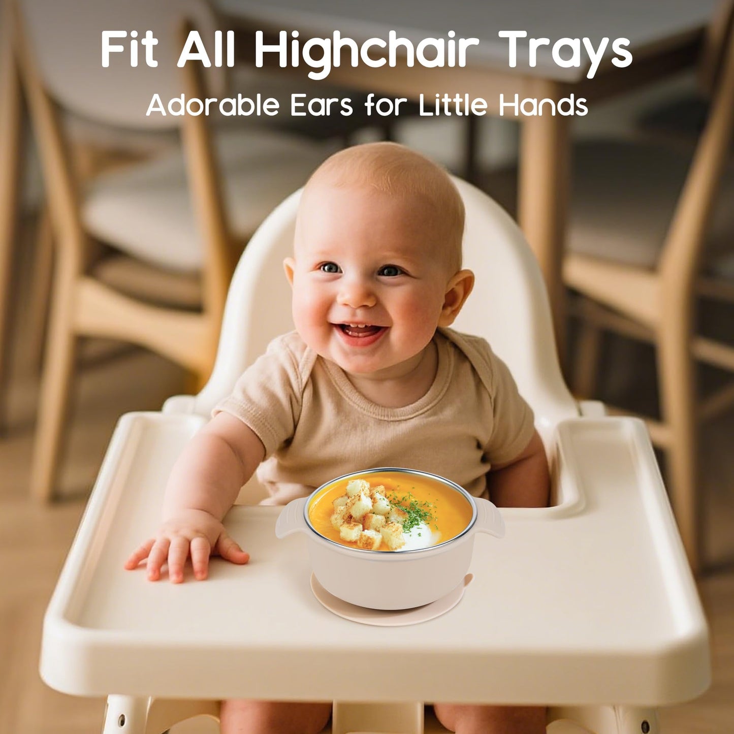 Bella's Friends Stainless Steel and Silicone Baby Bowls with Suction 3 Pack, 4.3”