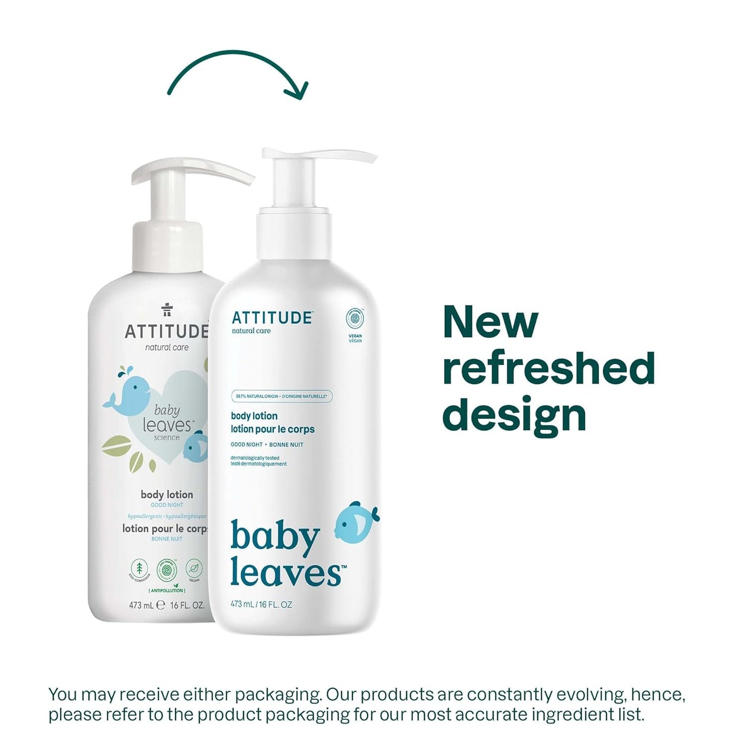 ATTITUDE Baby Lotion, EWG Verified Moisturizer, Dermatologically Tested Moisturizing Cream, 16 Fl Oz