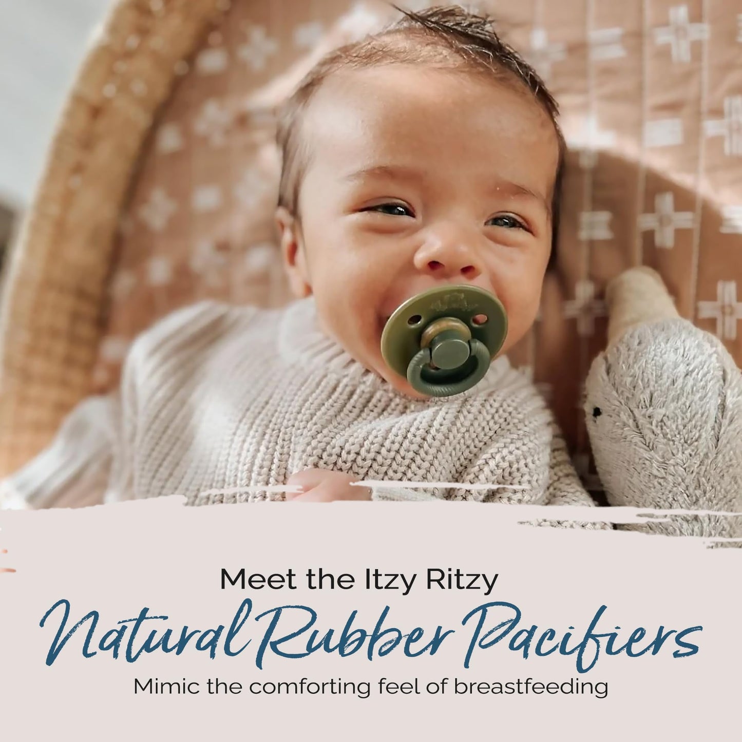 Itzy Ritzy Natural Rubber Pacifiers, Set of 2 – Natural Rubber Newborn Pacifiers with Cherry-Shaped Nipple & Large Air Holes for Added Safety; Set of 2 i