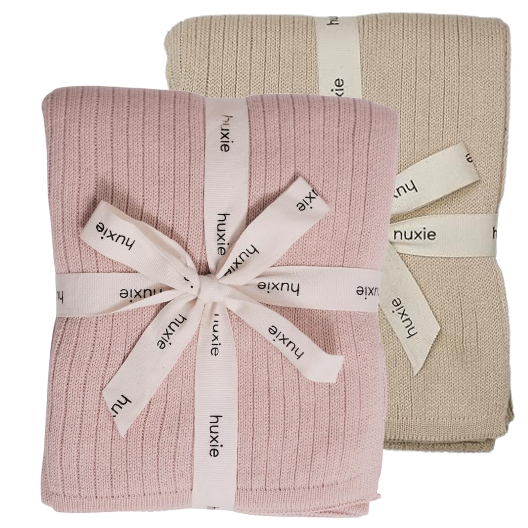 Knitted Organic Cotton Baby Blanket- Swaddle Blanket, 30" x 40" Soft Receiving Blanket for Newborn (Mochachino)