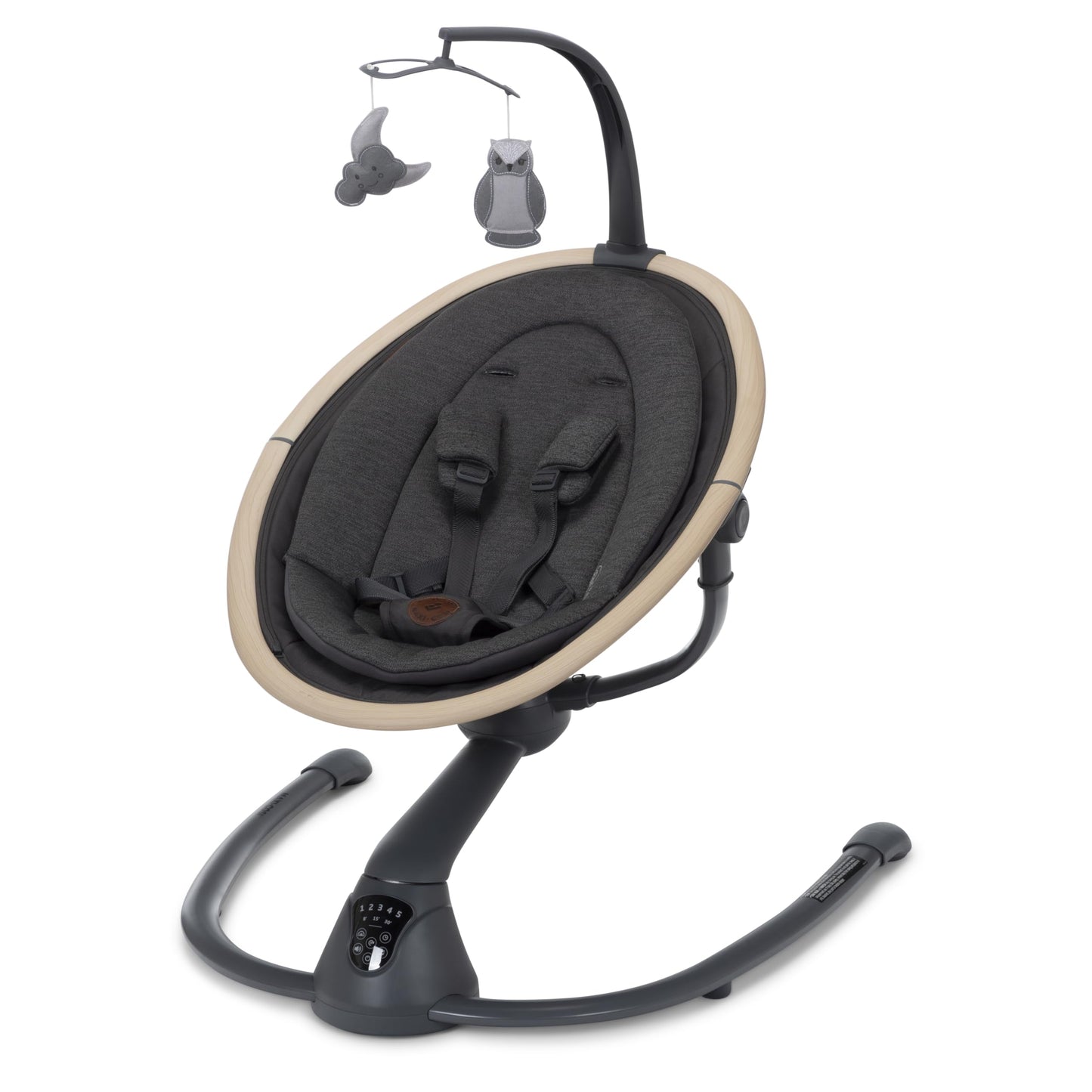 Maxi-Cosi Cassia Baby Swing: Portable, 360 Rotation, 5 Speeds, 12 Melodies, Recycled Fabric, Slate