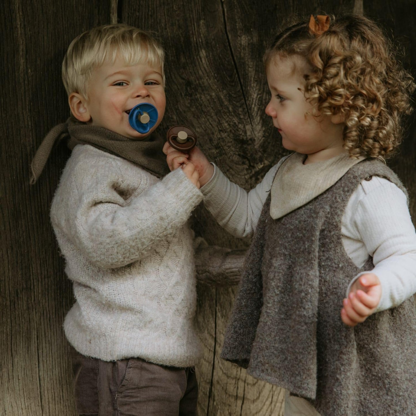 FRIGG Little Viking SilkySoft Silicone Baby Pacifier 2-Pack | Made in Denmark | BPA-Free (Powder Blue/Cream,6-18 Months)