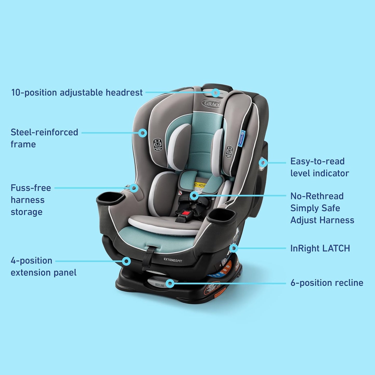 Graco Extend2Fit Convertible Baby Car Seat, Rear and Forward Facing