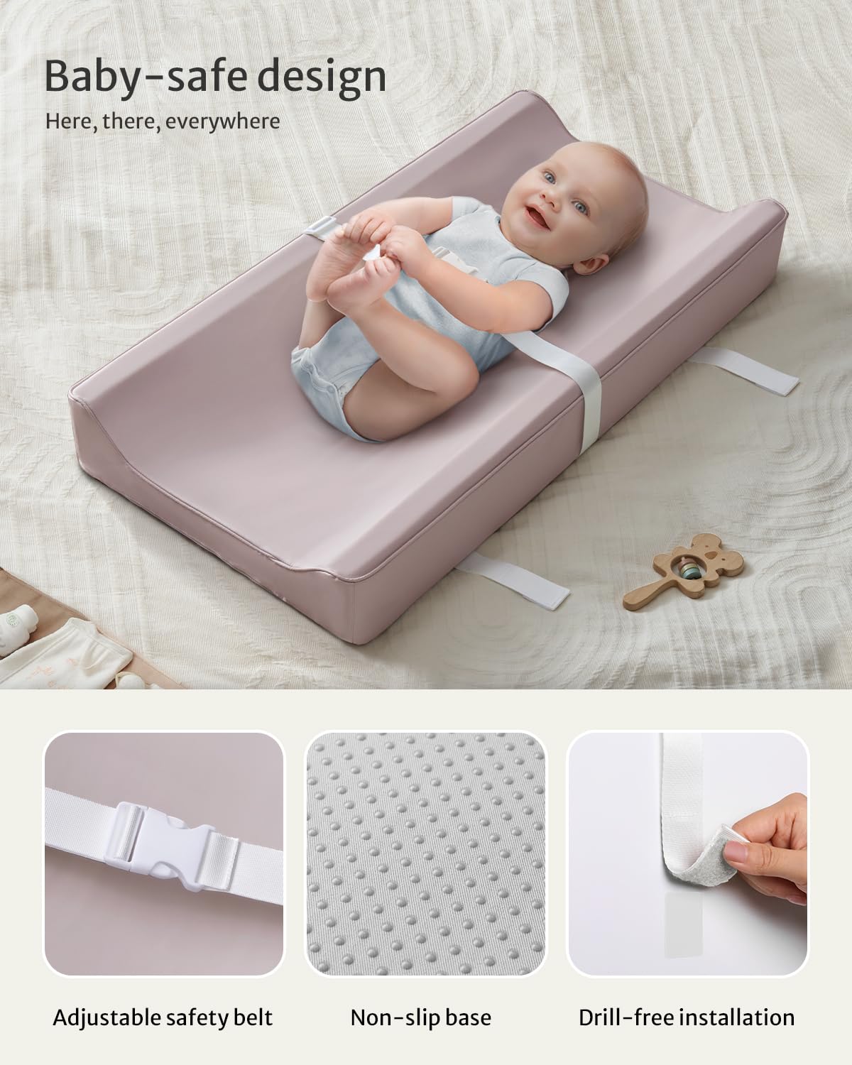 Blissful Diary Vegan Leather Baby Changing Pad with Waterproof & Wipe-Clean PU Cover